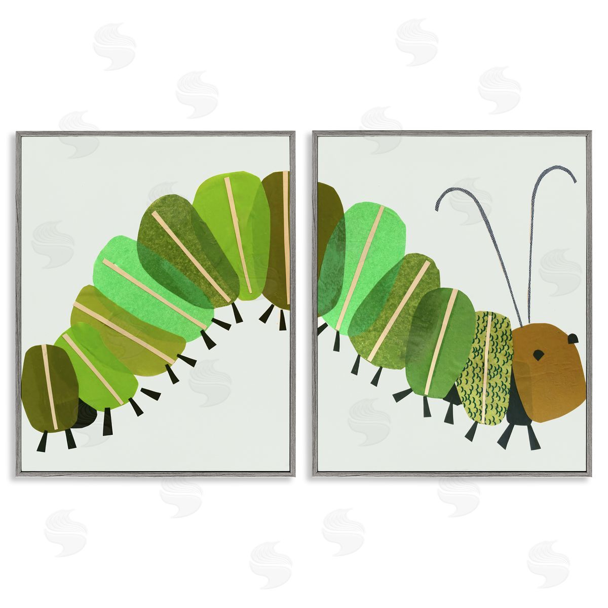 Jenny Westenhofer Cute Cozy Caterpillar  Gray Framed Giclee Wall Art Print