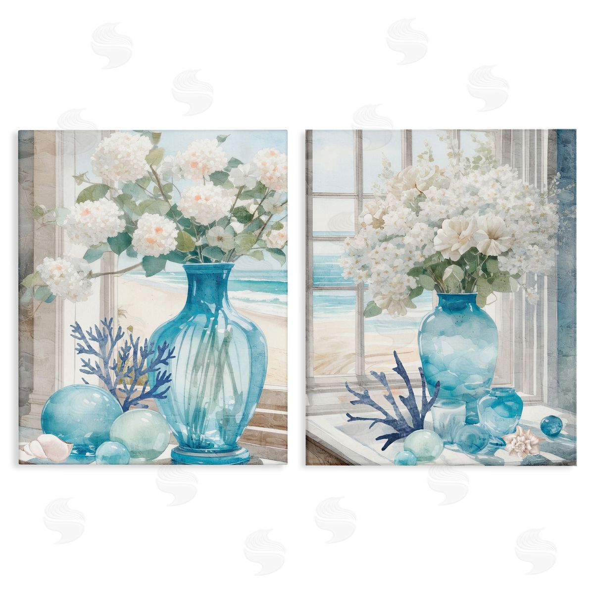 Kim Allen Sea Glass Coral Beach Bouquet Canvas Wall Art Print