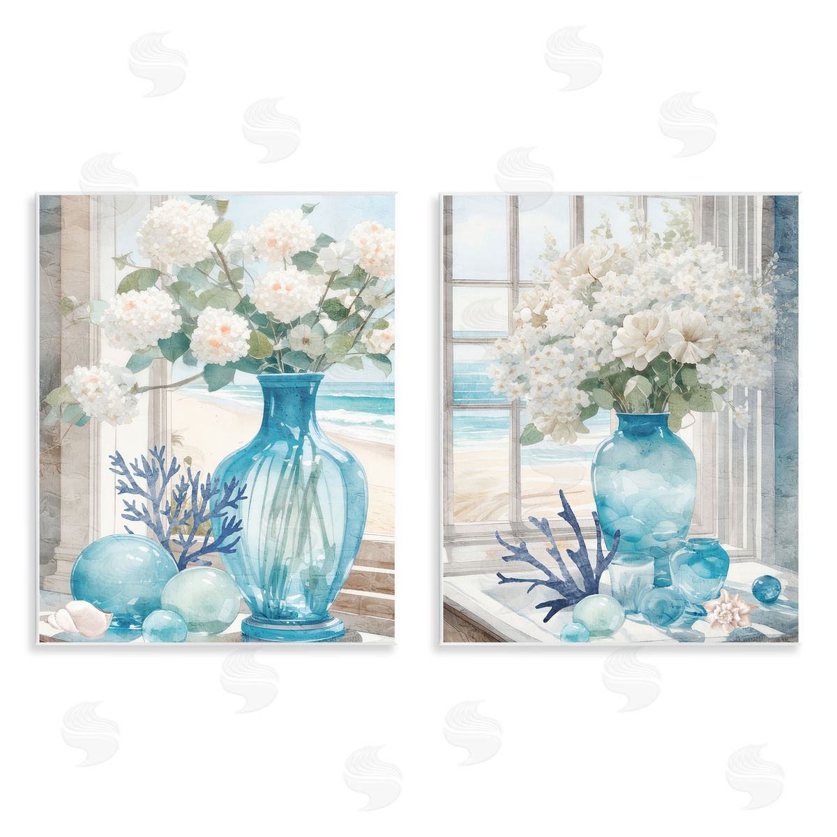 Kim Allen Sea Glass Coral Beach Bouquet Wooden Wall Plaque Art Print