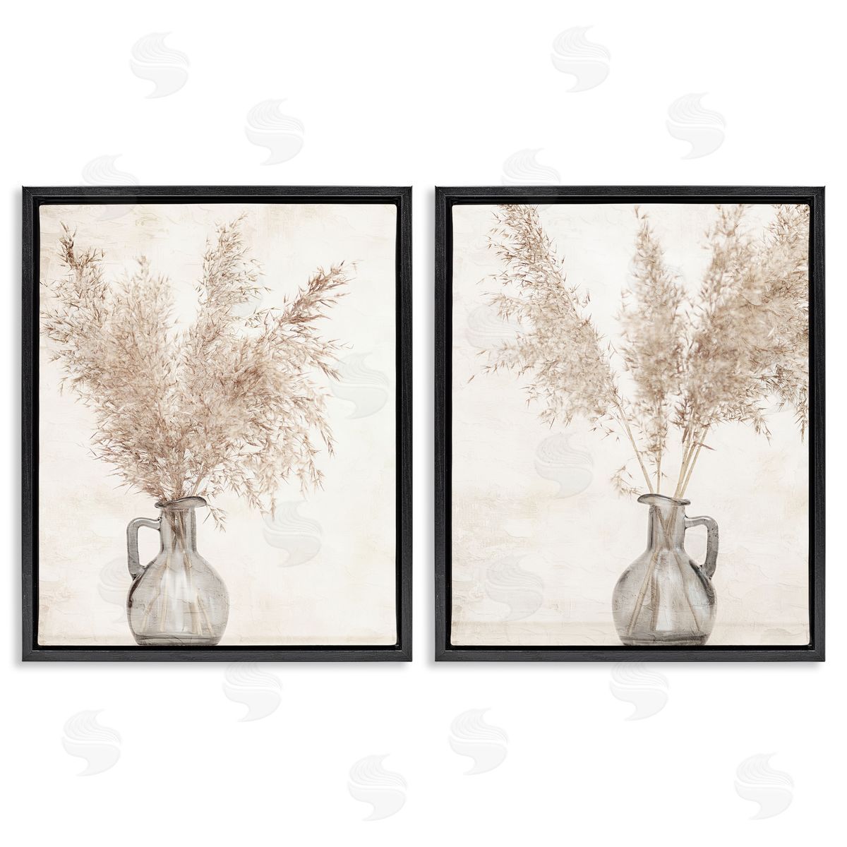 Kim Allen Wild Pampas Stalks Vase  Black Floating Frame Canvas Wall Art Print