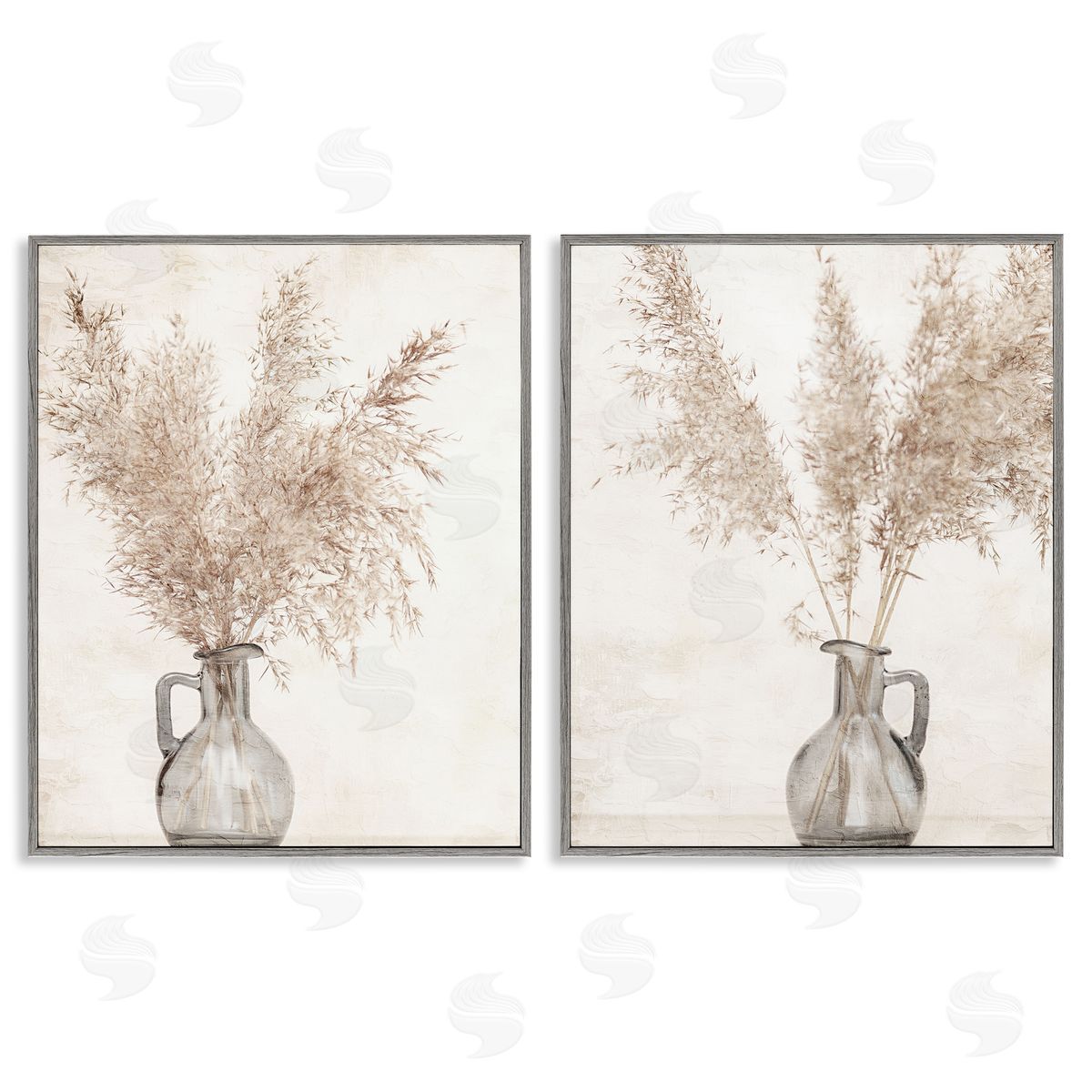 Kim Allen Wild Pampas Stalks Vase  Gray Framed Giclee Wall Art Print