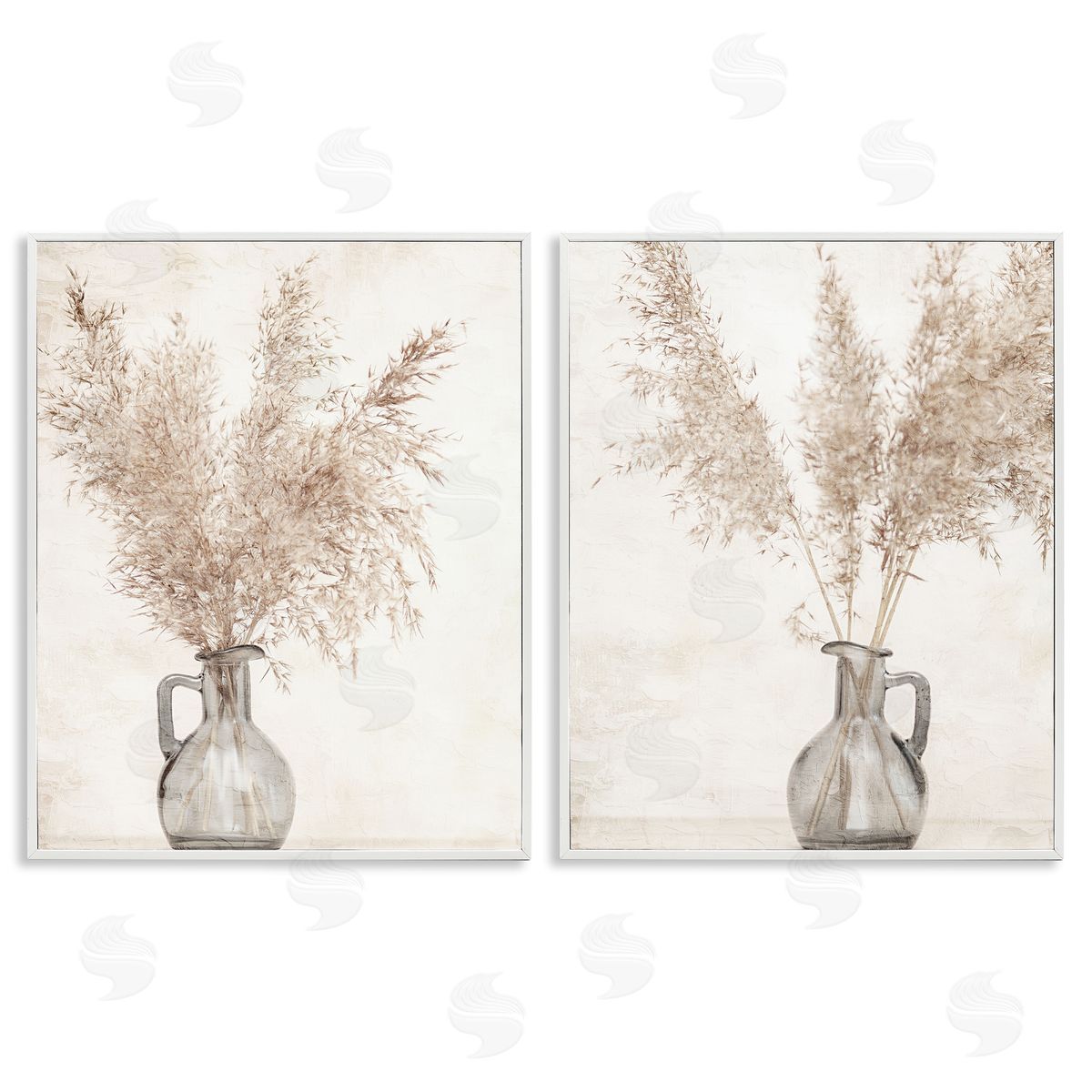 Kim Allen Wild Pampas Stalks Vase  White Framed Giclee Wall Art Print