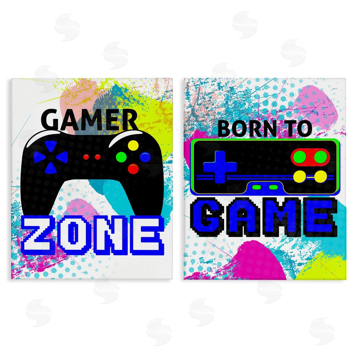 Kim Allen Gamer Zone Splash Remote  Canvas Wall Art Print