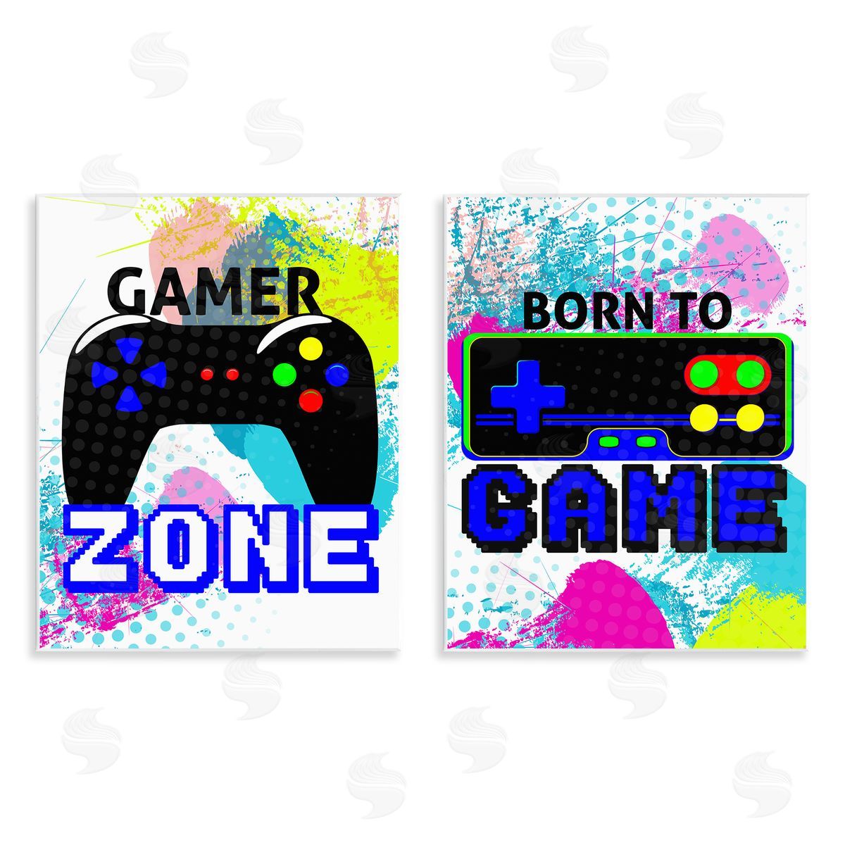 Kim Allen Gamer Zone Splash Remote  Wooden Wall Plaque Art Print