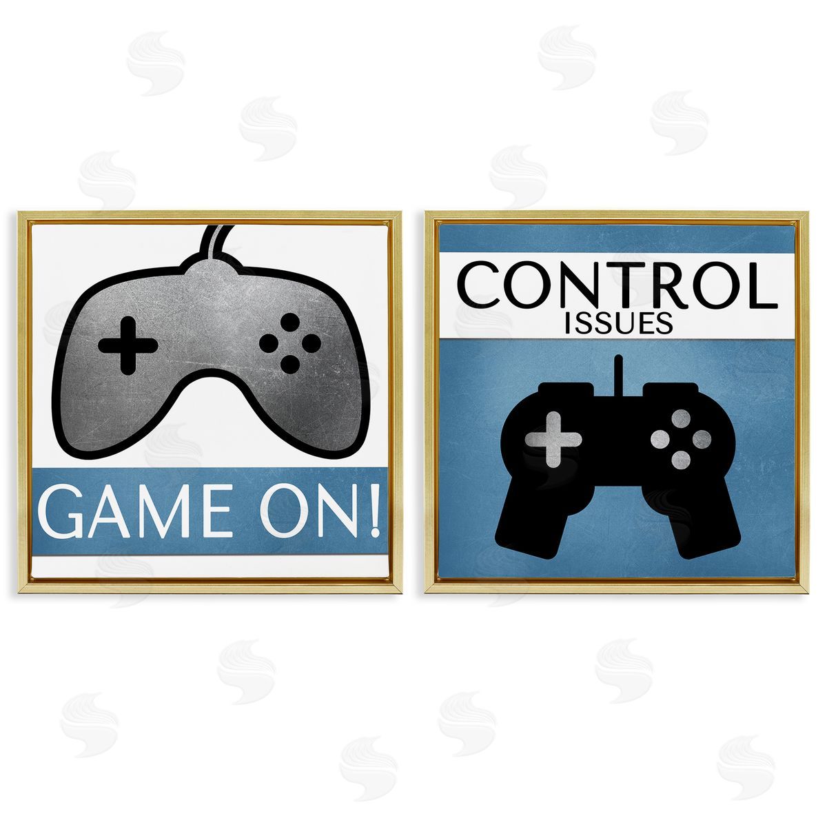 Kim Allen Control Issues Gamer  Gold Floating Frame Canvas Wall Art Print