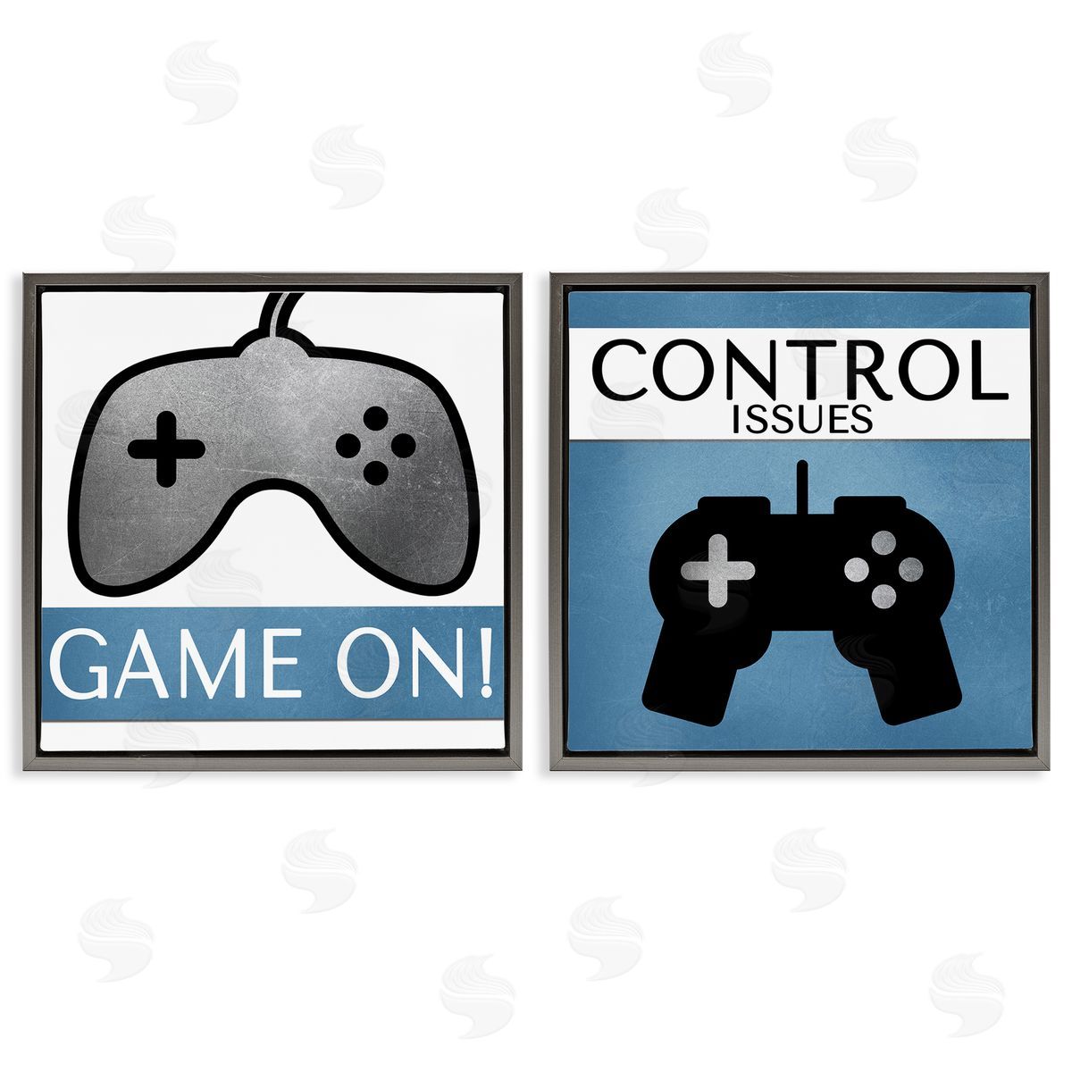Kim Allen Control Issues Gamer  Gray Floating Frame Canvas Wall Art Print