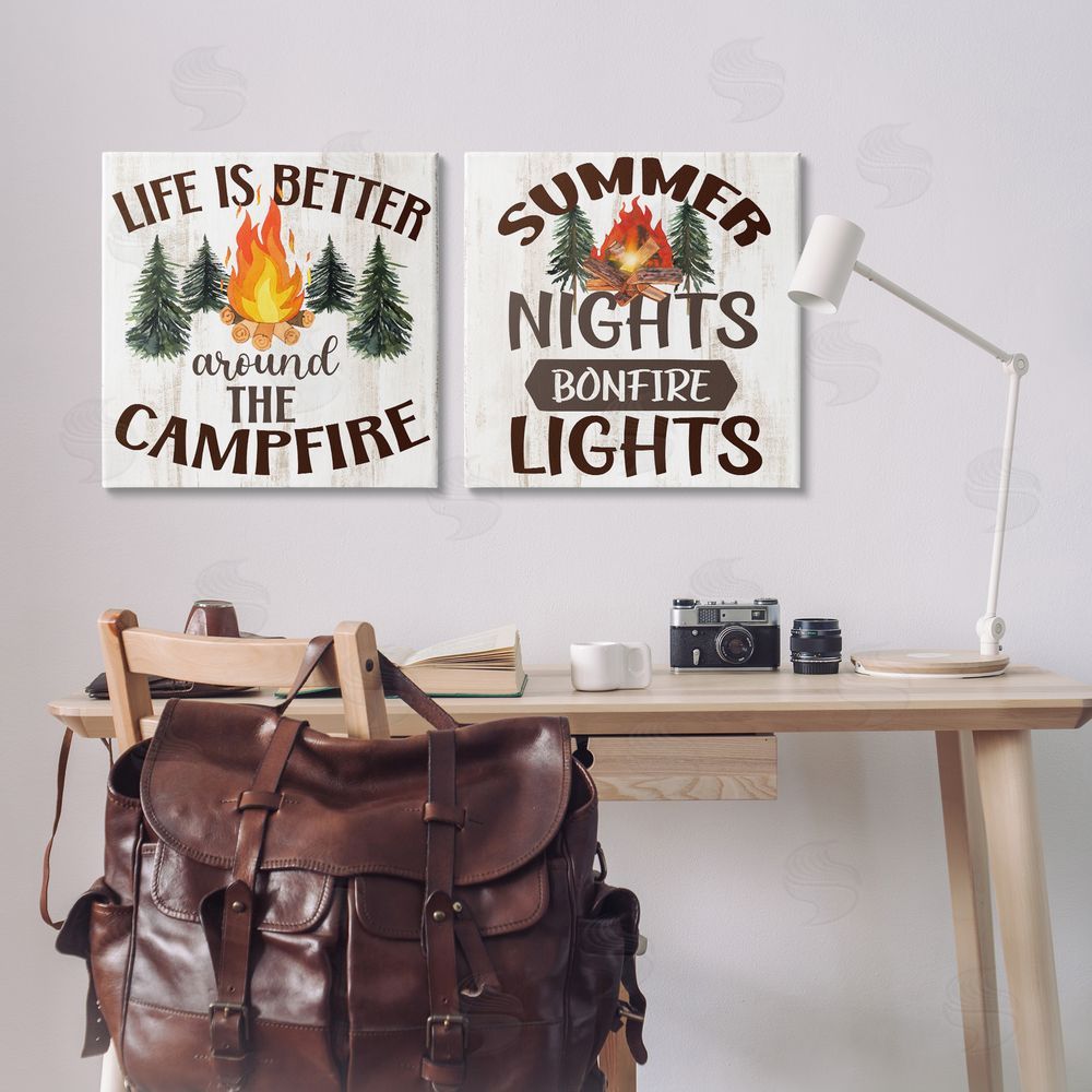 Kim Allen Summer Nights Campfire Canvas Wall Art Print in Room