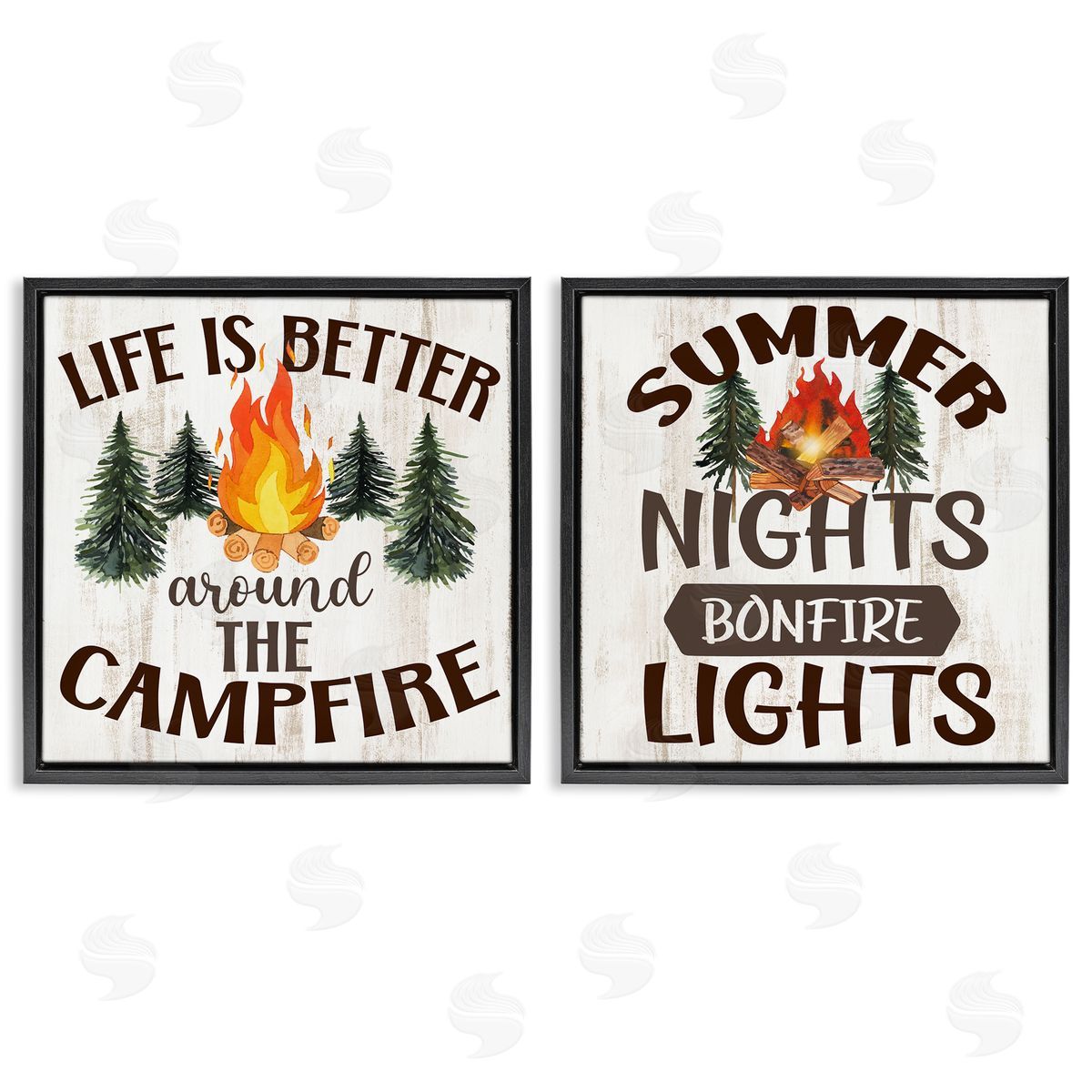 Kim Allen Summer Nights Campfire Black Floating Frame Canvas Wall Art Print