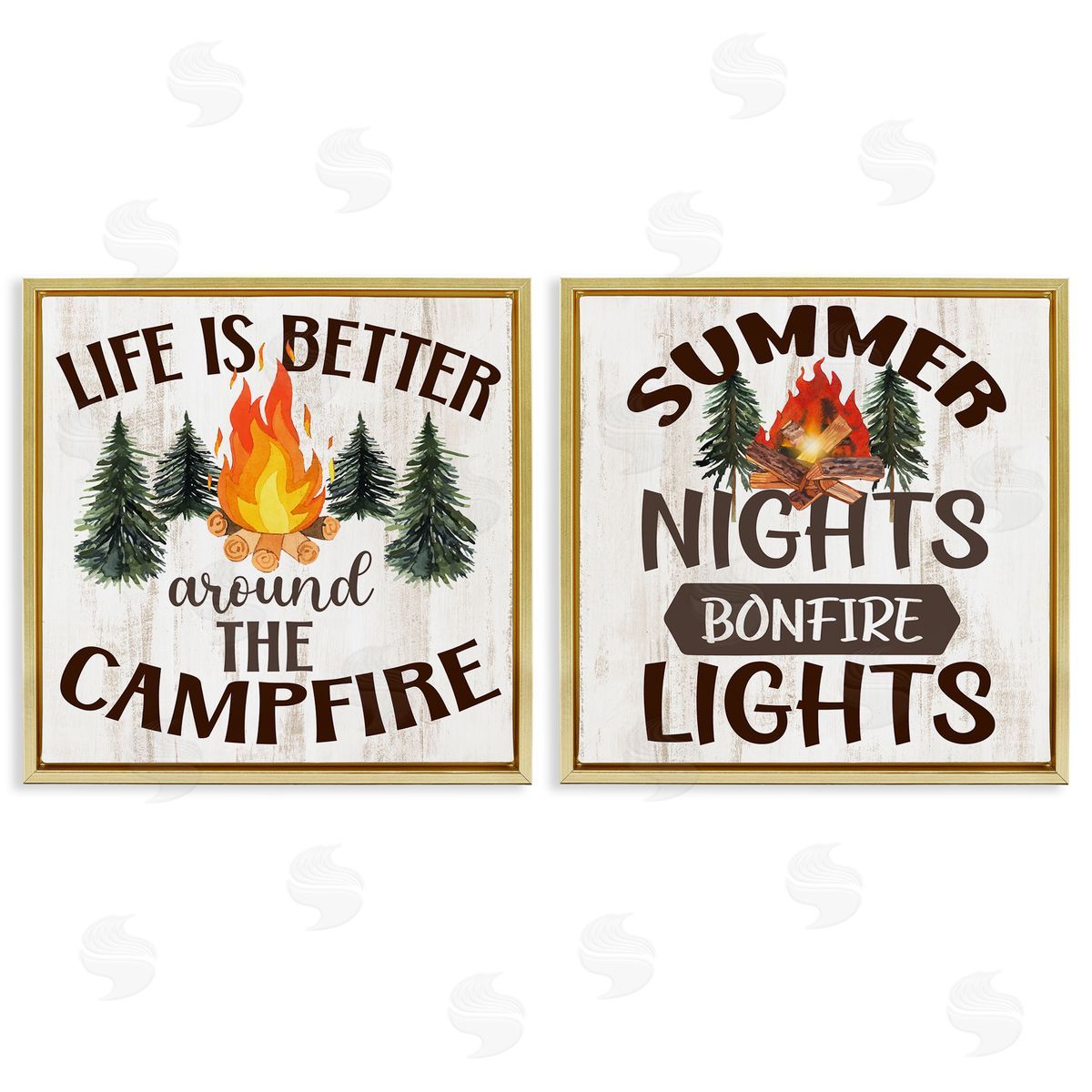 Kim Allen Summer Nights Campfire Gold Floating Frame Canvas Wall Art Print