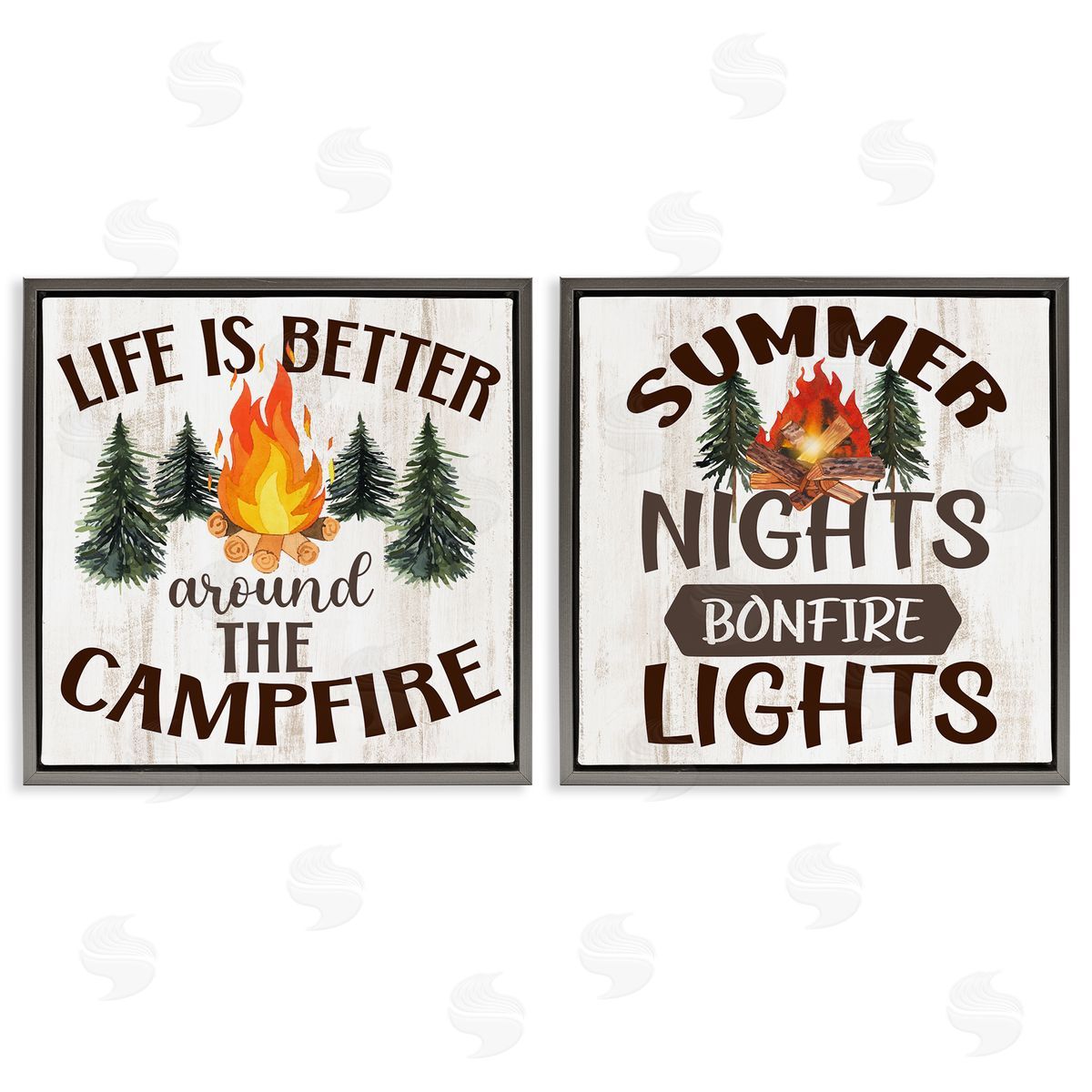 Kim Allen Summer Nights Campfire Gray Floating Frame Canvas Wall Art Print