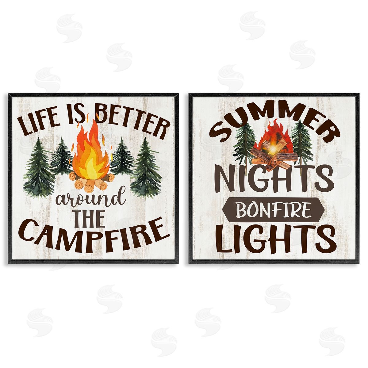 Kim Allen Summer Nights Campfire Black Framed Giclee Wall Art Print