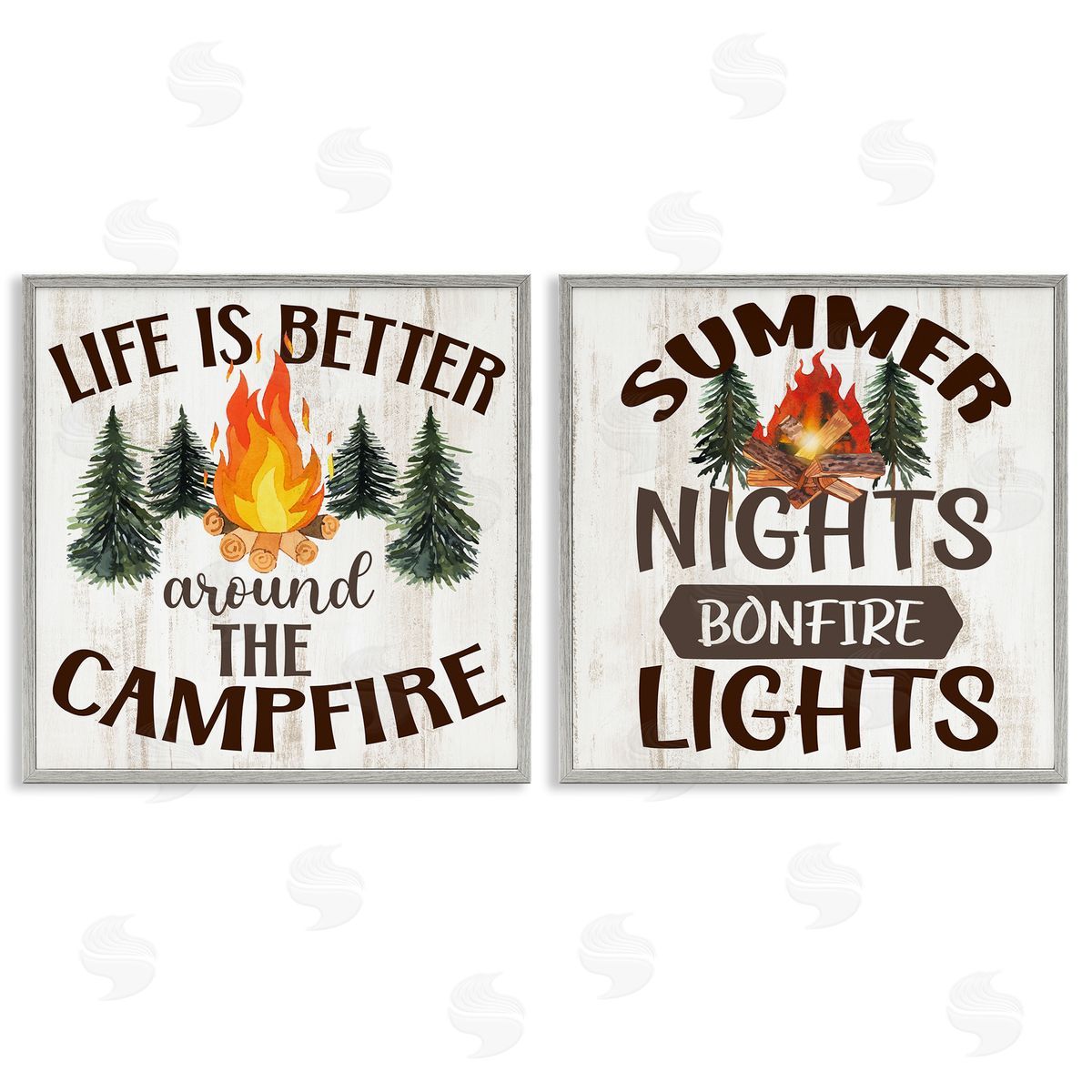 Kim Allen Summer Nights Campfire Gray Framed Giclee Wall Art Print