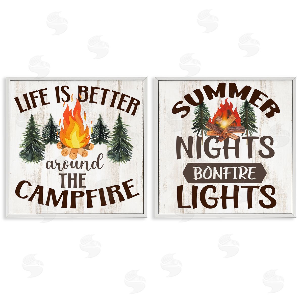 Kim Allen Summer Nights Campfire White Framed Giclee Wall Art Print