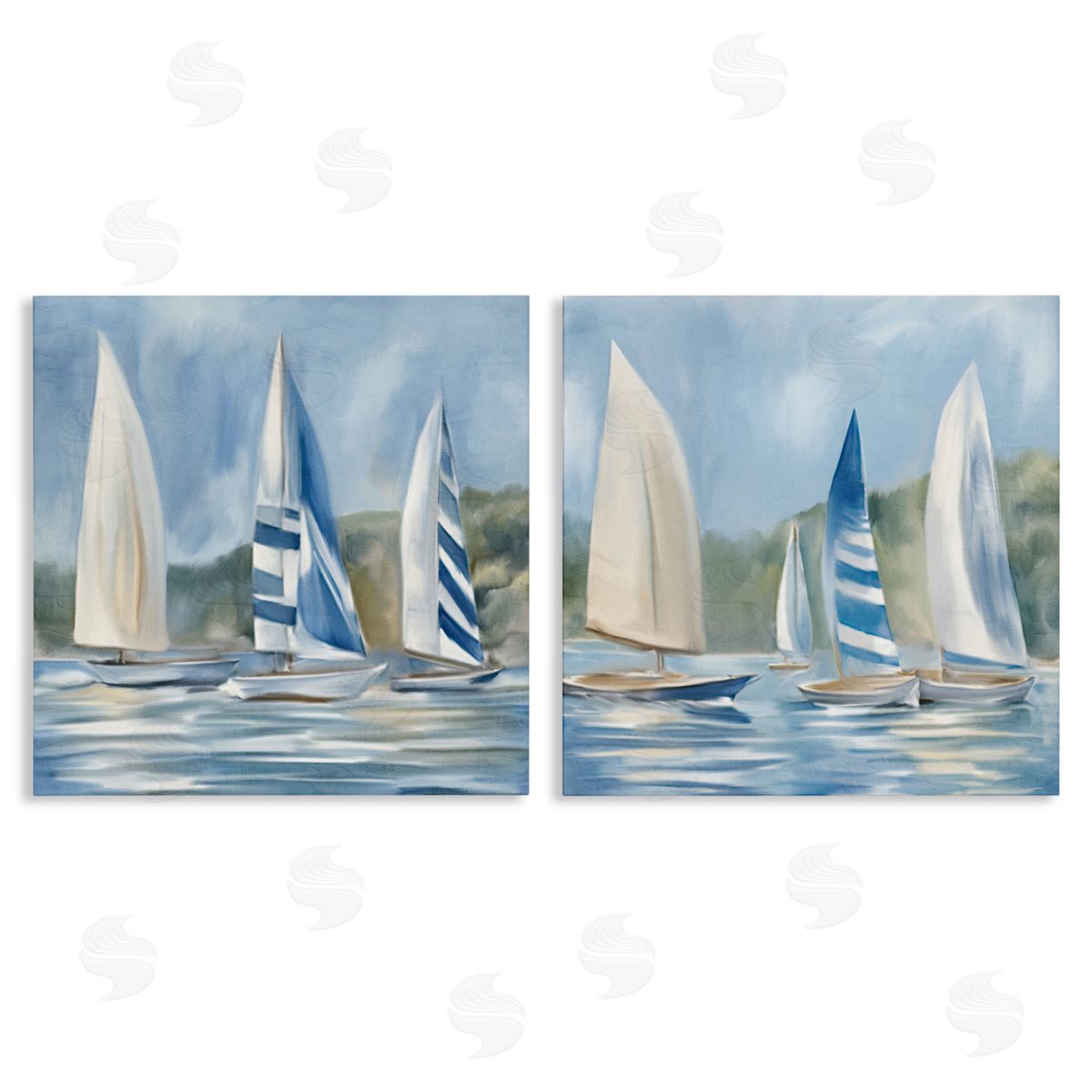 Kim Allen Sailboats on Calm Water Canvas Wall Art Print
