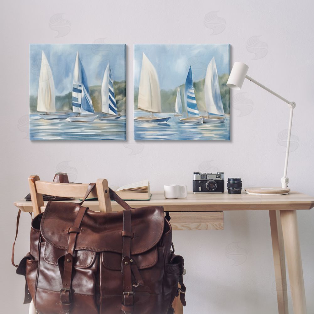 Kim Allen Sailboats on Calm Water Canvas Wall Art Print in Room
