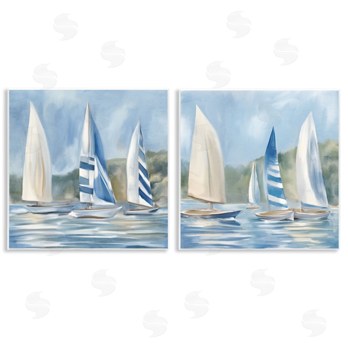 Kim Allen Sailboats on Calm Water Wooden Wall Plaque Art Print