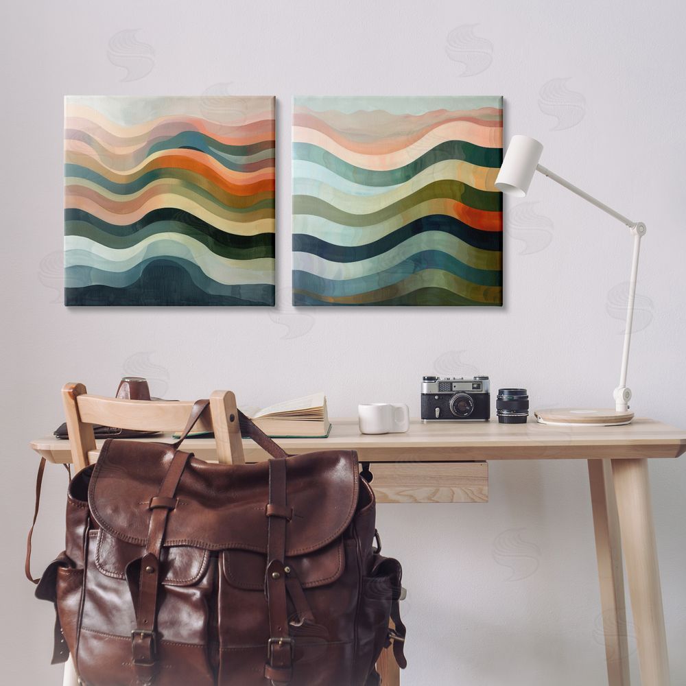 Lazar Studio Earth Tone Fluid Waves  Canvas Wall Art Print in Room