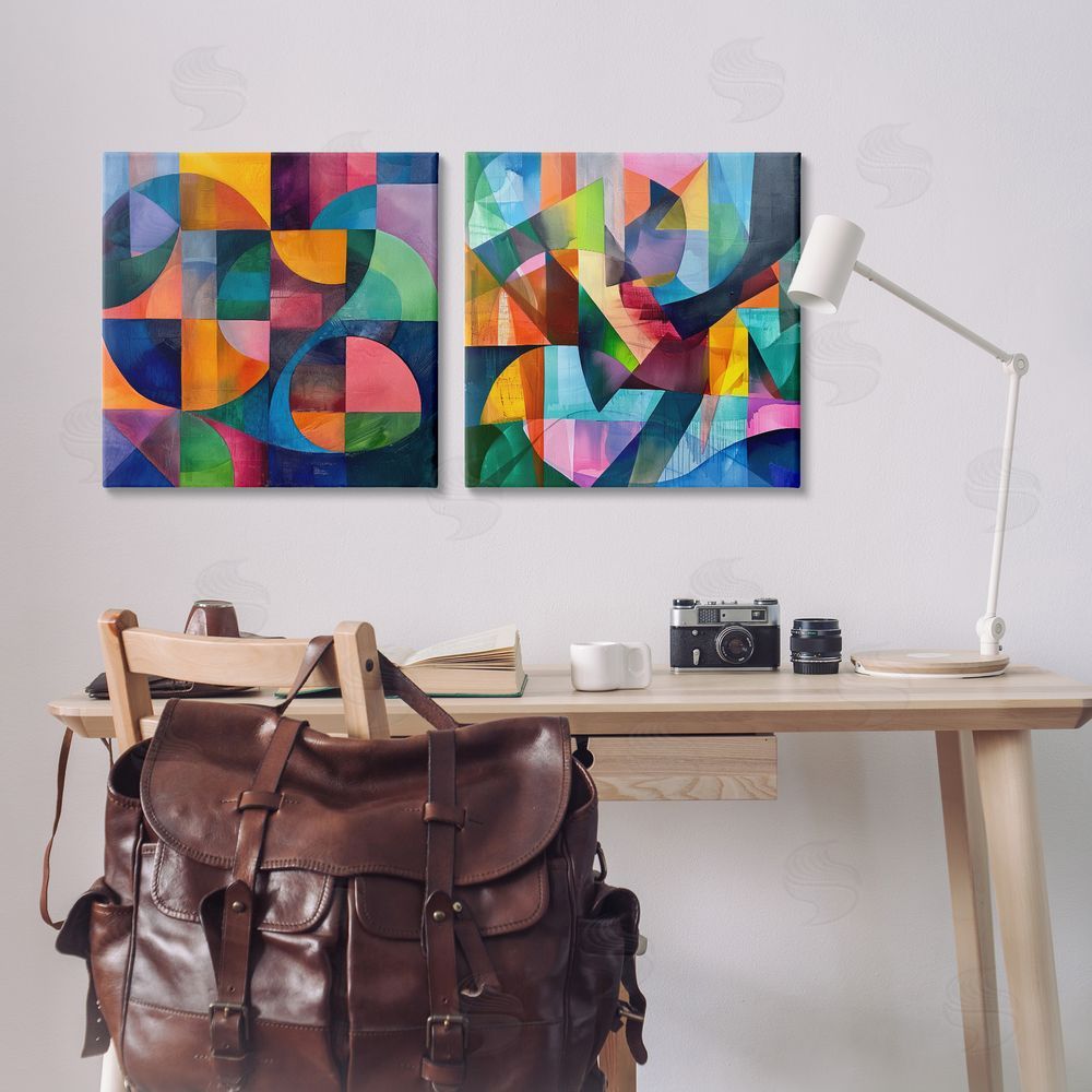 Lazar Studio Eye Catching Abstract Shapes  Canvas Wall Art Print in Room