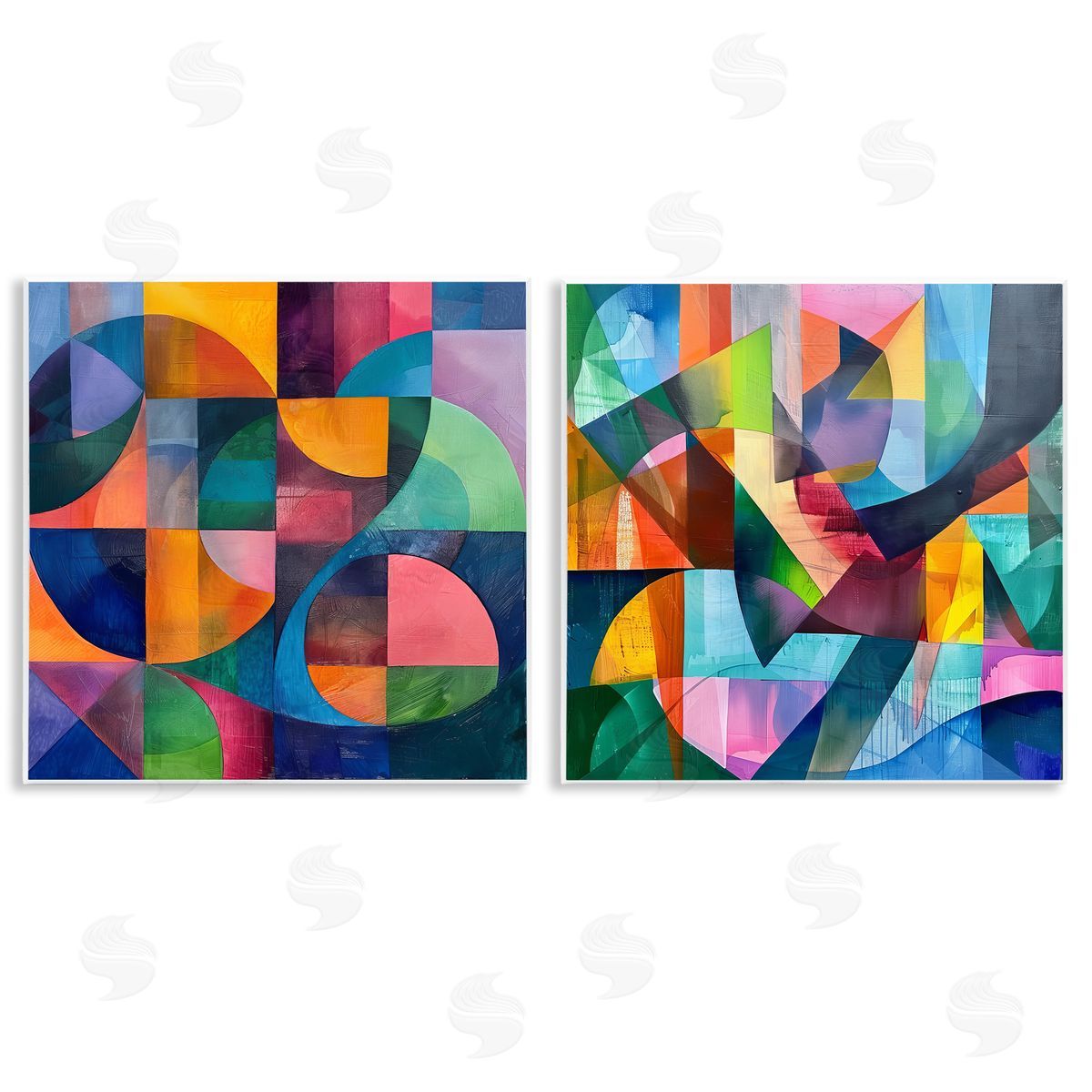 Lazar Studio Eye Catching Abstract Shapes  Wooden Wall Plaque Art Print