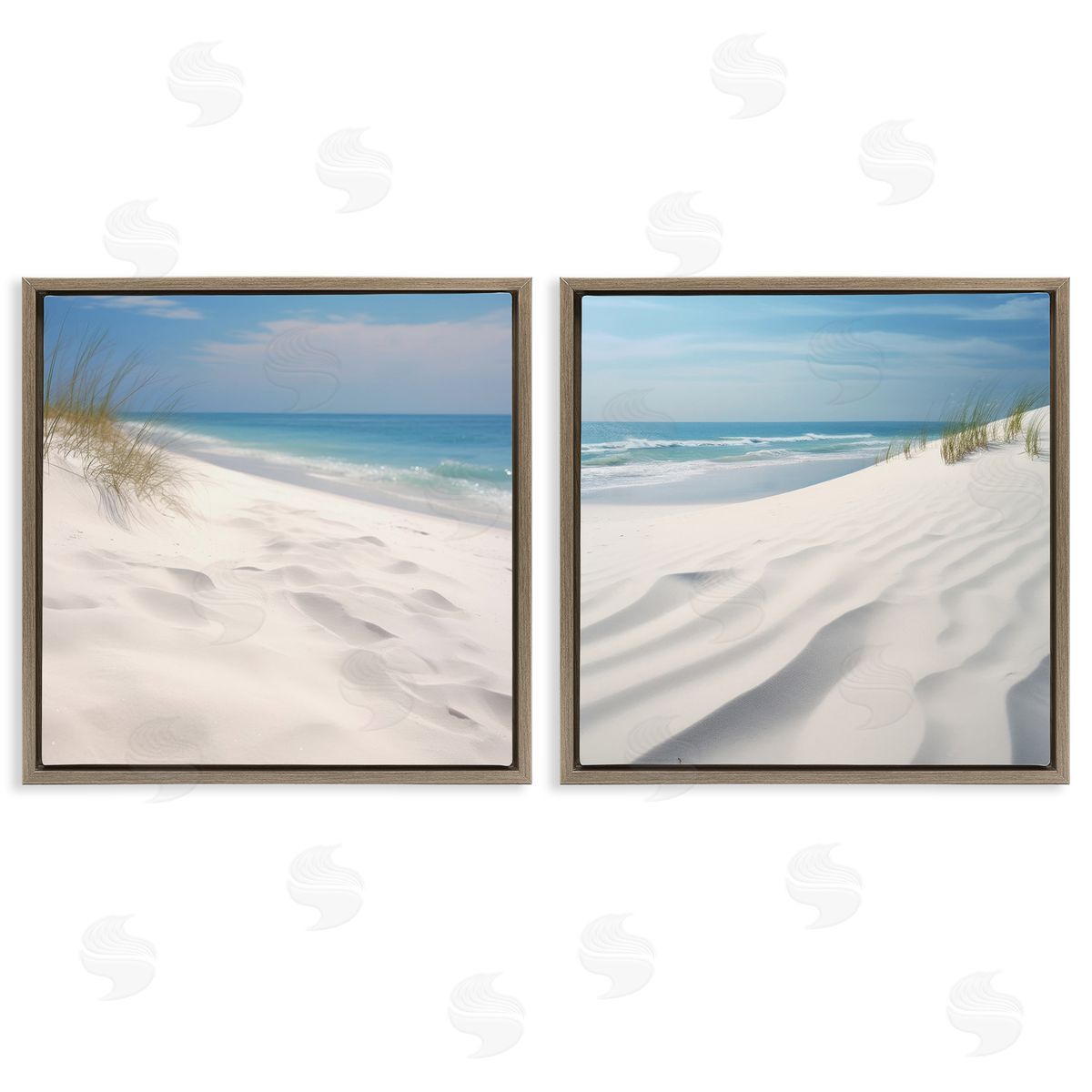 Lazar Studio Serene Beach Sand Dune  Brown Floating Frame Canvas Wall Art Print
