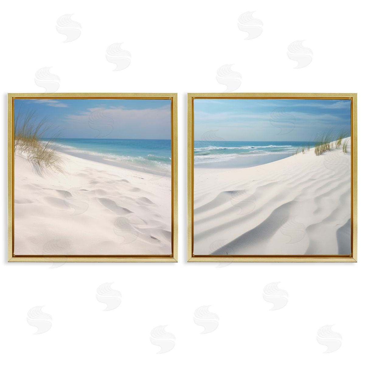 Lazar Studio Serene Beach Sand Dune  Gold Floating Frame Canvas Wall Art Print