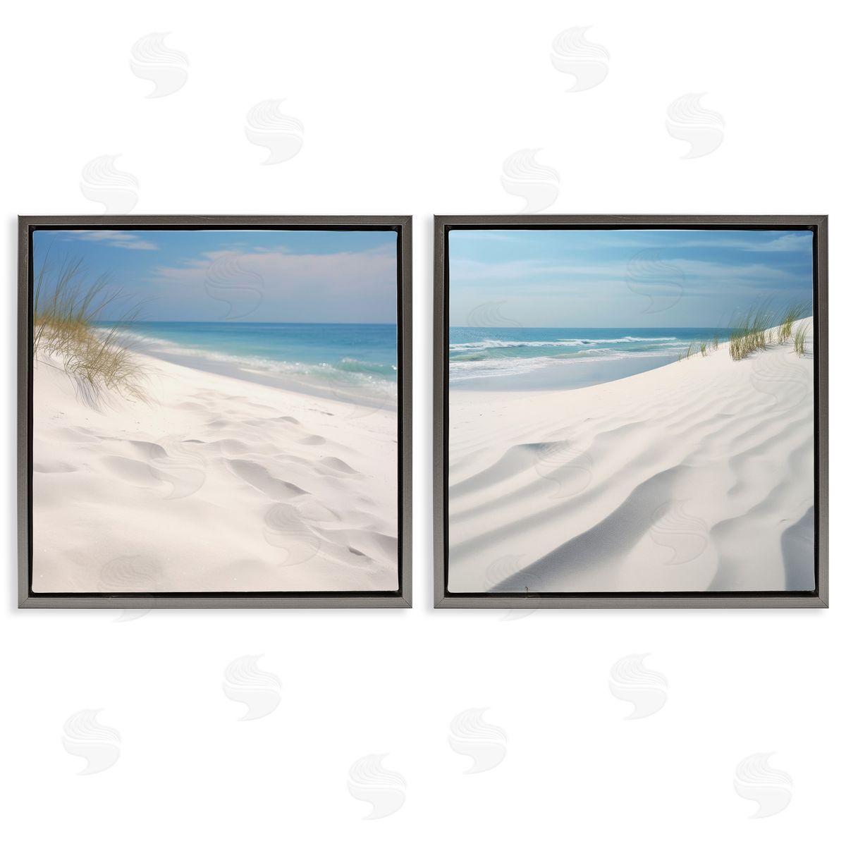Lazar Studio Serene Beach Sand Dune  Gray Floating Frame Canvas Wall Art Print