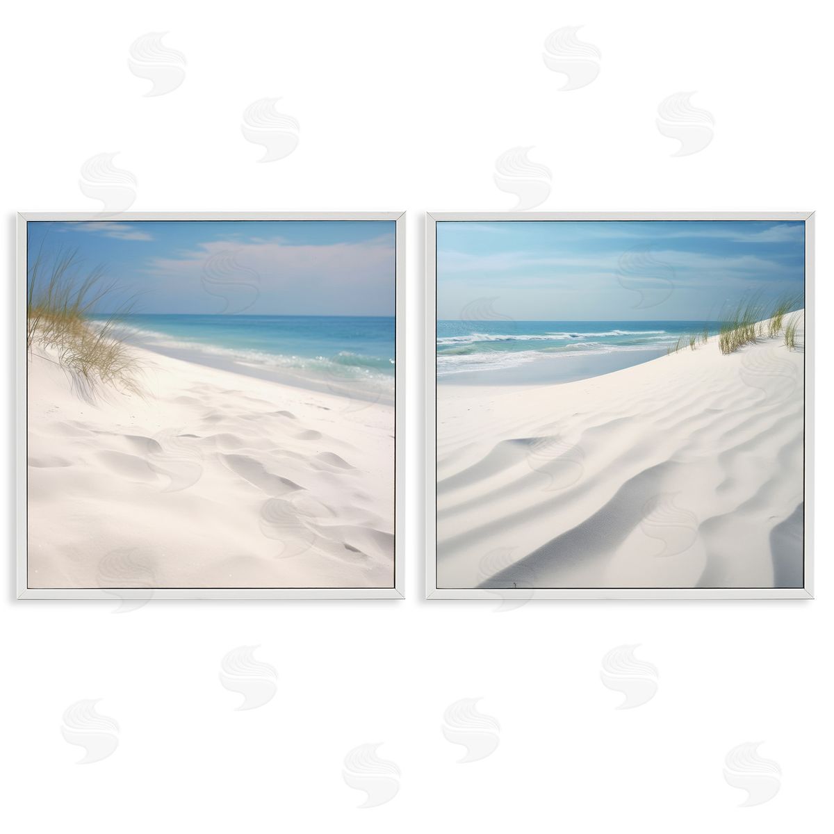 Lazar Studio Serene Beach Sand Dune  White Framed Giclee Wall Art Print