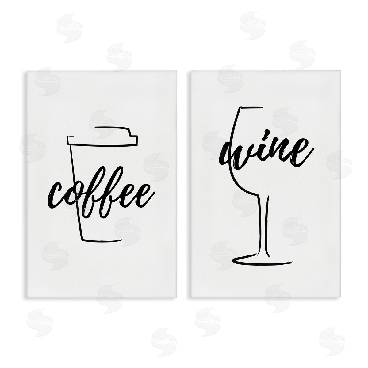 Martina Pavlova Simple Coffee Wine Drawing Canvas Wall Art Print