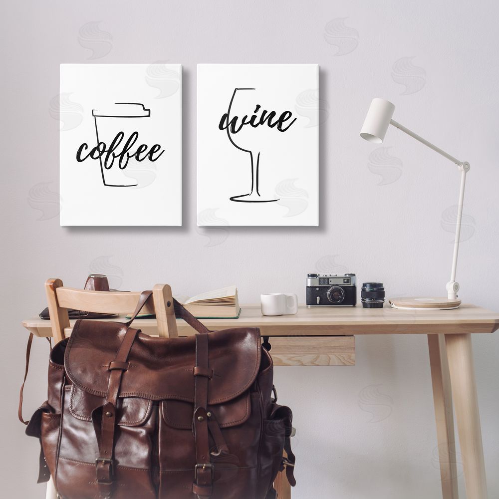 Martina Pavlova Simple Coffee Wine Drawing Canvas Wall Art Print in Room