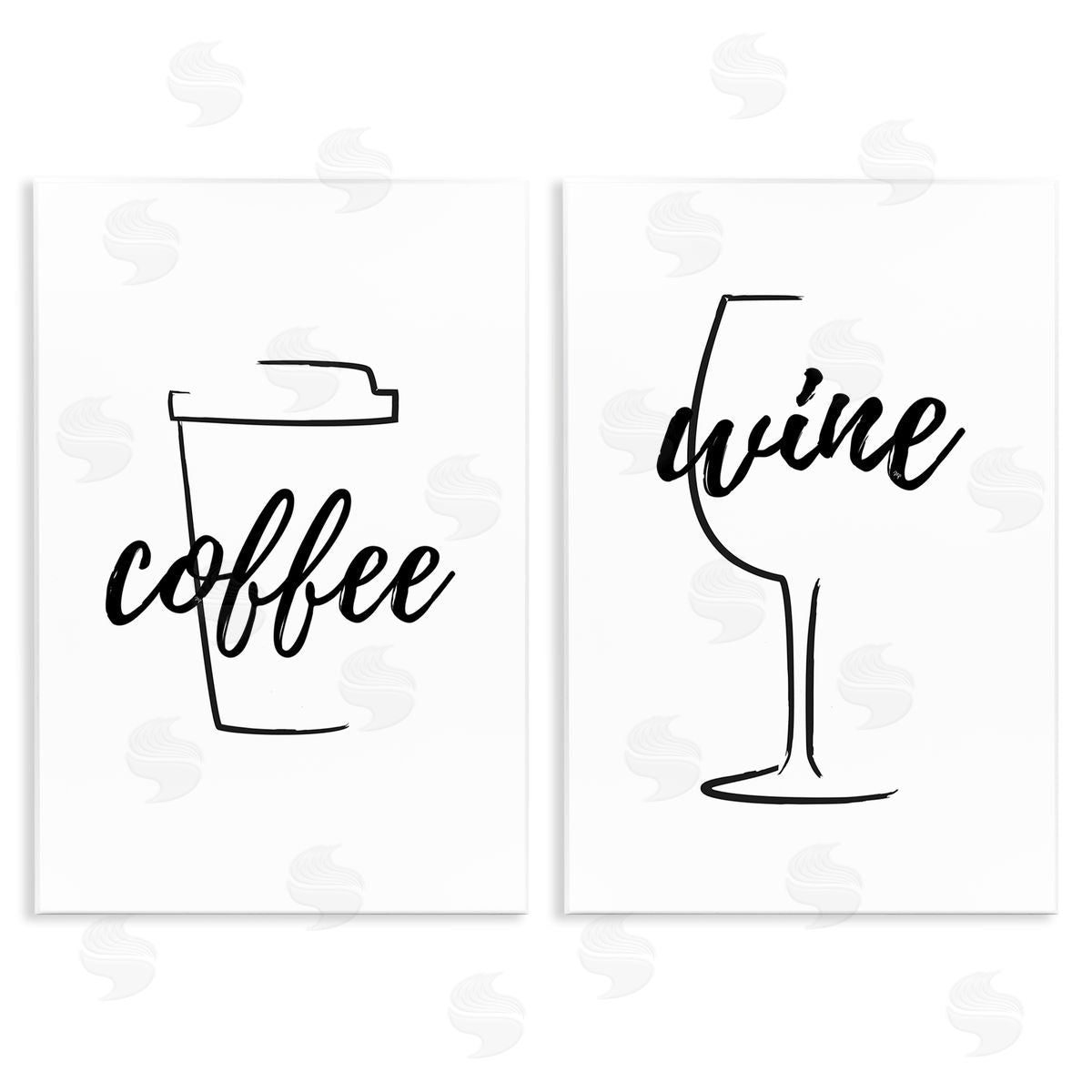 Martina Pavlova Simple Coffee Wine Drawing Wooden Wall Plaque Art Print