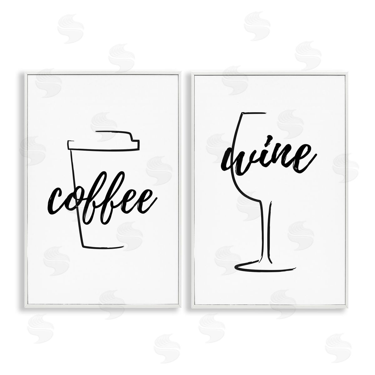 Martina Pavlova Simple Coffee Wine Drawing White Framed Giclee Wall Art Print