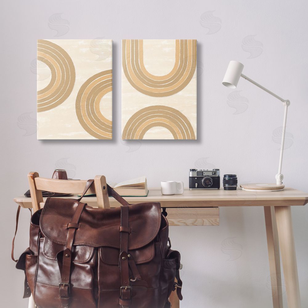 Martina Pavlova Neutral Beige Rainbows Canvas Wall Art Print in Room
