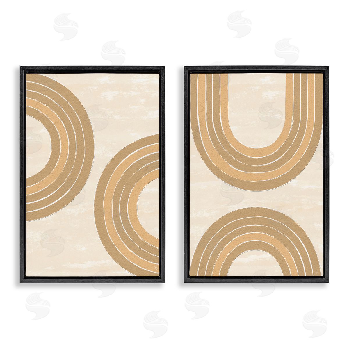 Martina Pavlova Neutral Beige Rainbows Black Floating Frame Canvas Wall Art Print