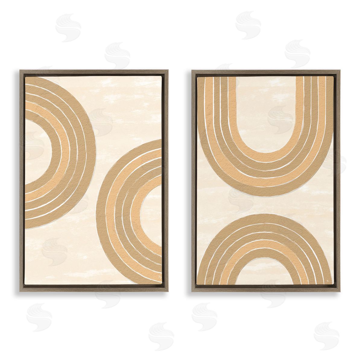 Martina Pavlova Neutral Beige Rainbows Brown Floating Frame Canvas Wall Art Print