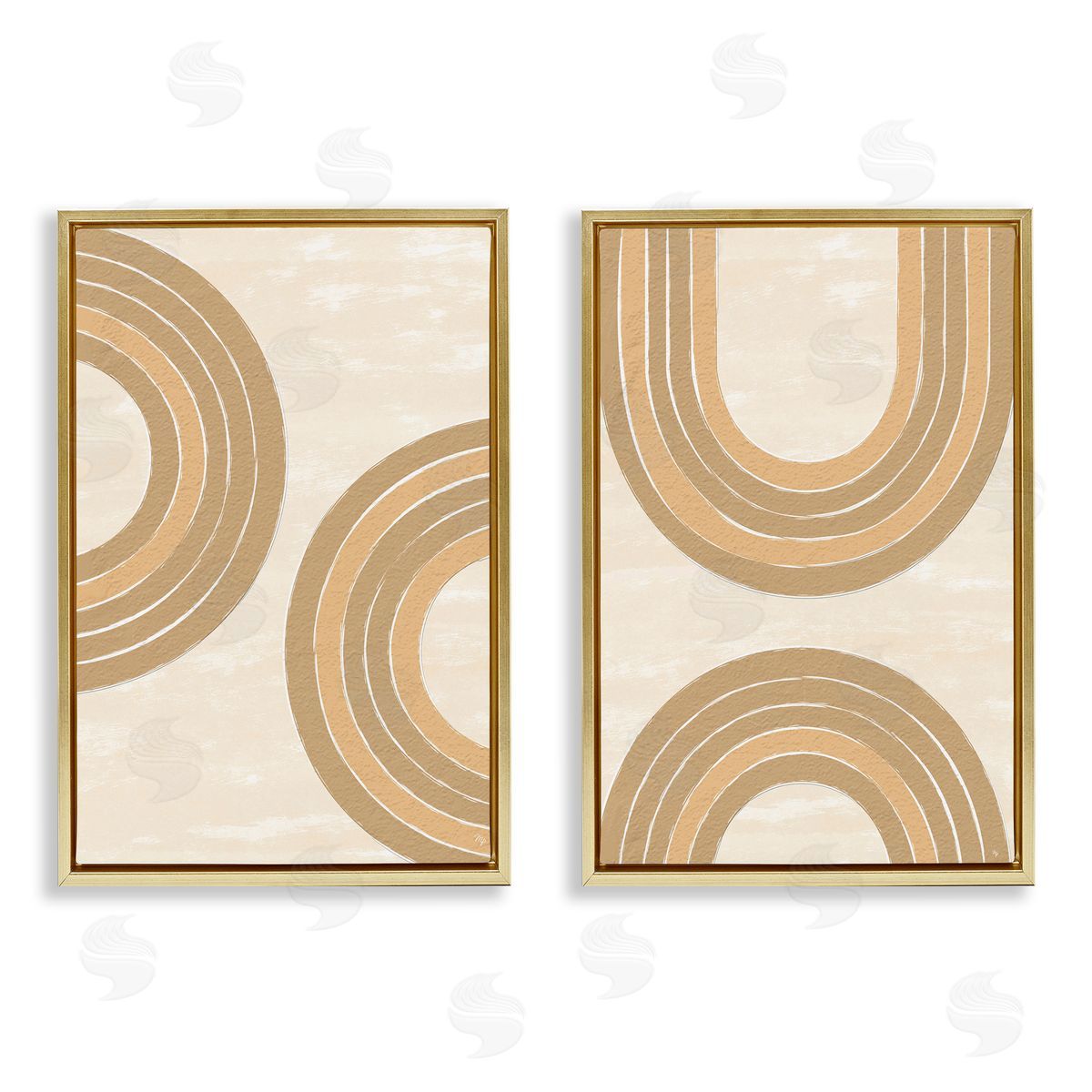 Martina Pavlova Neutral Beige Rainbows Gold Floating Frame Canvas Wall Art Print