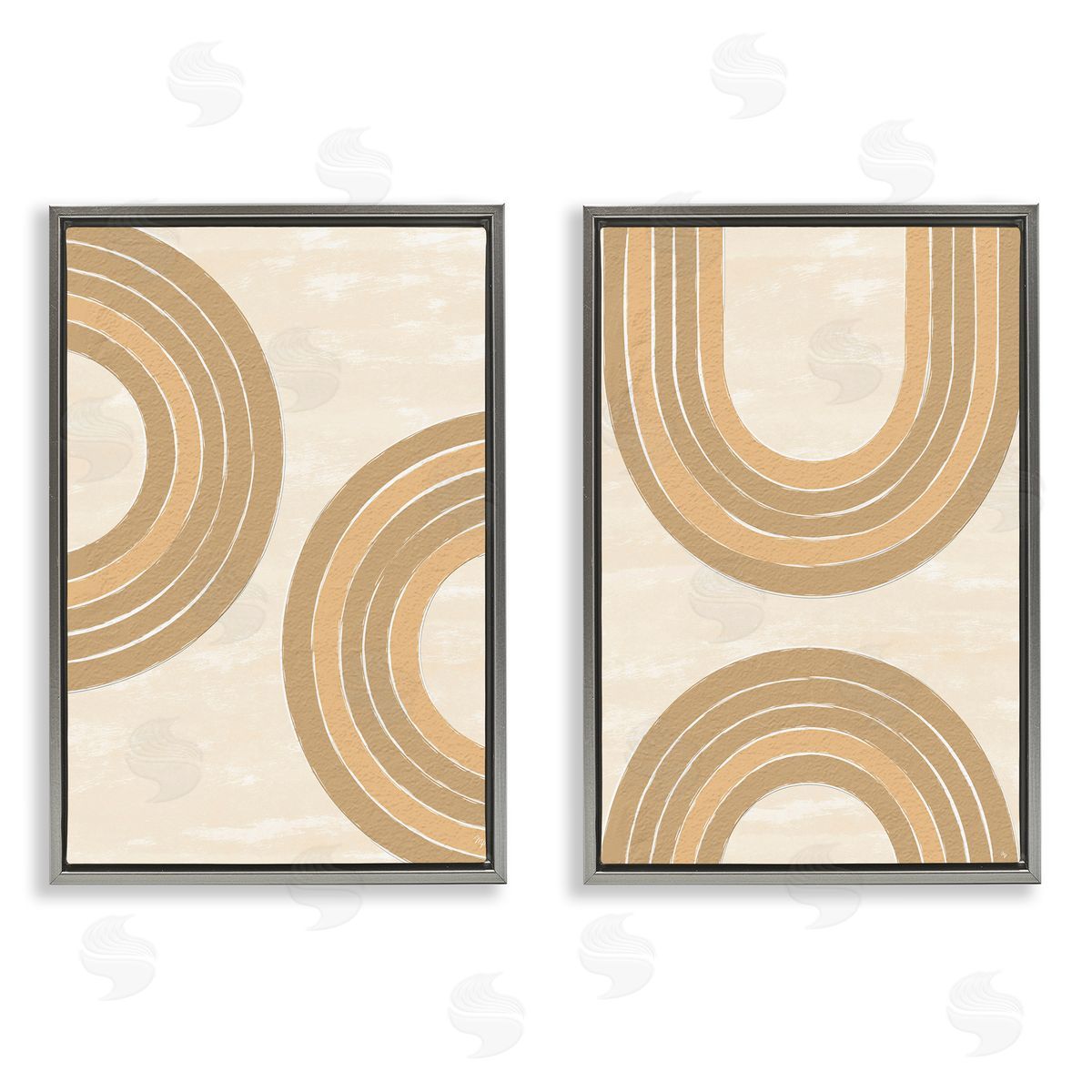 Martina Pavlova Neutral Beige Rainbows Gray Floating Frame Canvas Wall Art Print