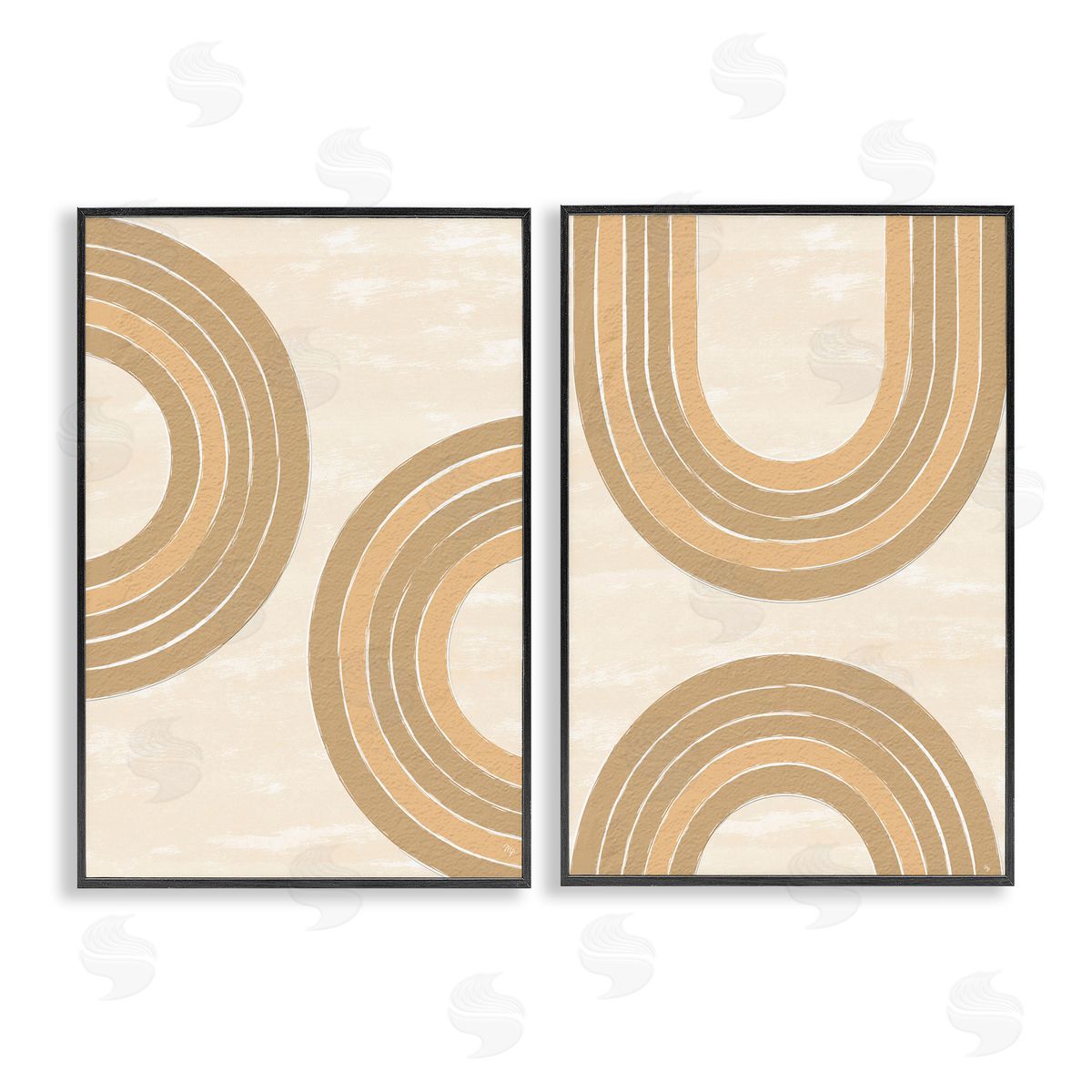 Martina Pavlova Neutral Beige Rainbows Black Framed Giclee Wall Art Print