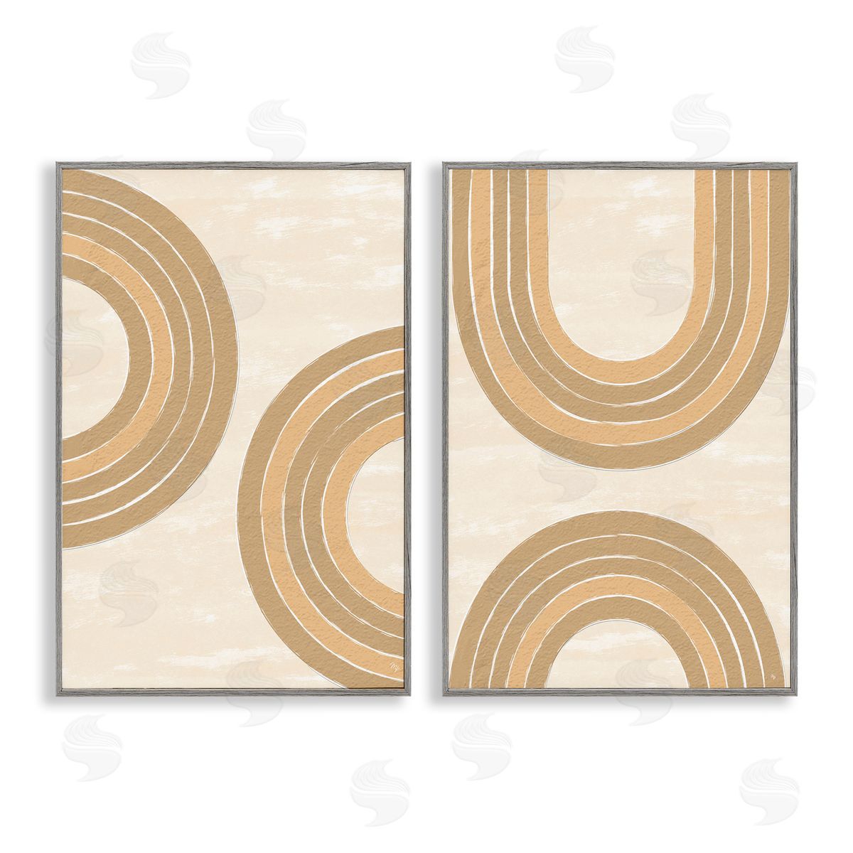 Martina Pavlova Neutral Beige Rainbows Gray Framed Giclee Wall Art Print
