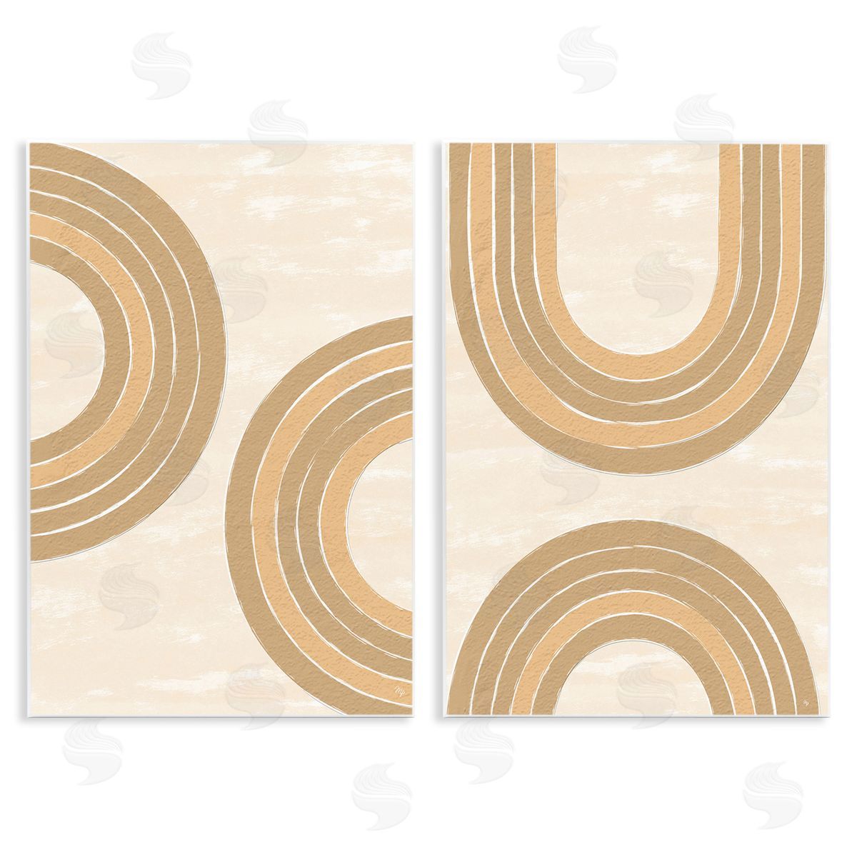 Martina Pavlova Neutral Beige Rainbows Wooden Wall Plaque Art Print