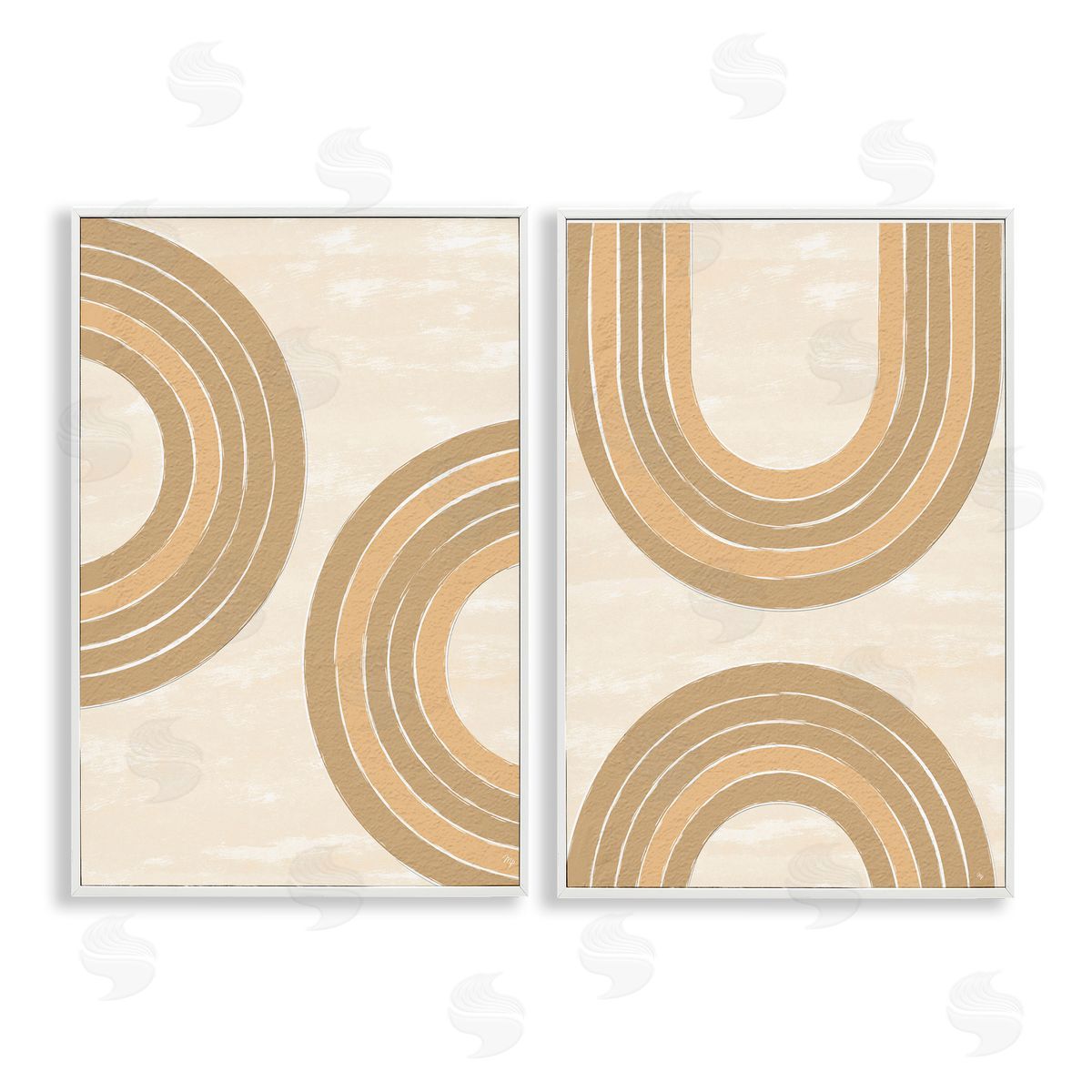Martina Pavlova Neutral Beige Rainbows White Framed Giclee Wall Art Print