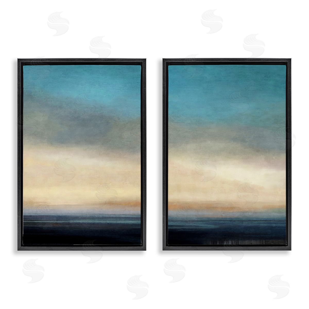 Suzanne Nicoll Calm Tranquil Sea horizon Black Floating Frame Canvas Wall Art Print