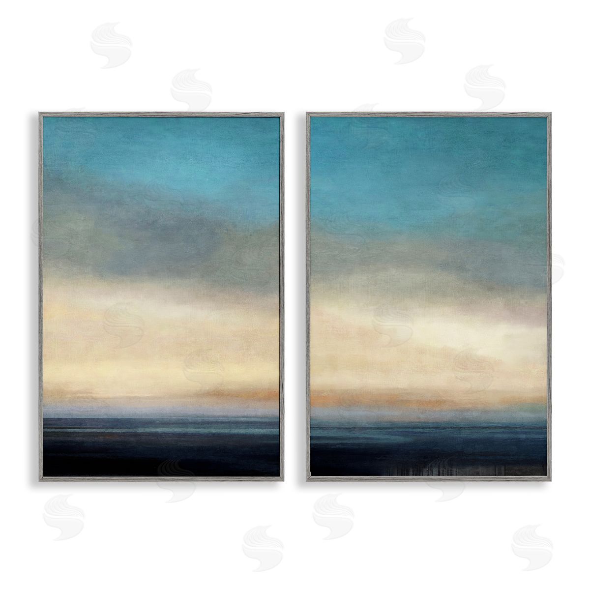Suzanne Nicoll Calm Tranquil Sea horizon Gray Framed Giclee Wall Art Print