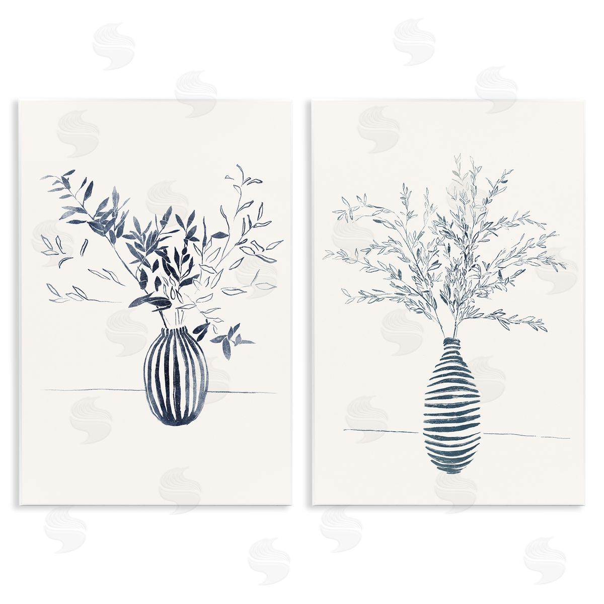 Yuyu Pont Striped Floral Table Vase Wooden Wall Plaque Art Print