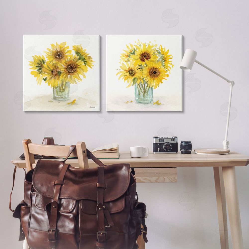 Paul Brent Sunflower Bouquet Jar  Canvas Wall Art Print in Room