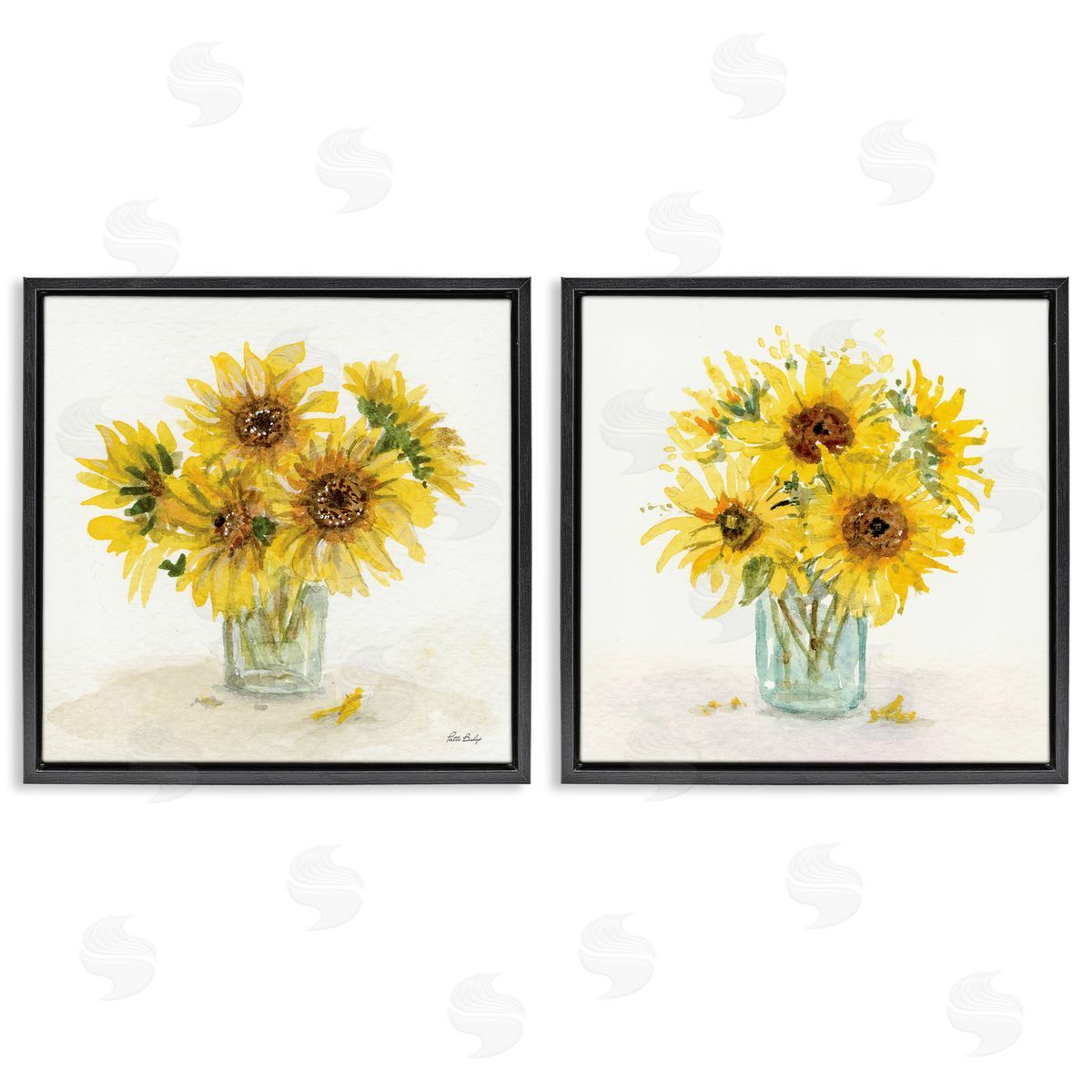 Paul Brent Sunflower Bouquet Jar  Black Floating Frame Canvas Wall Art Print