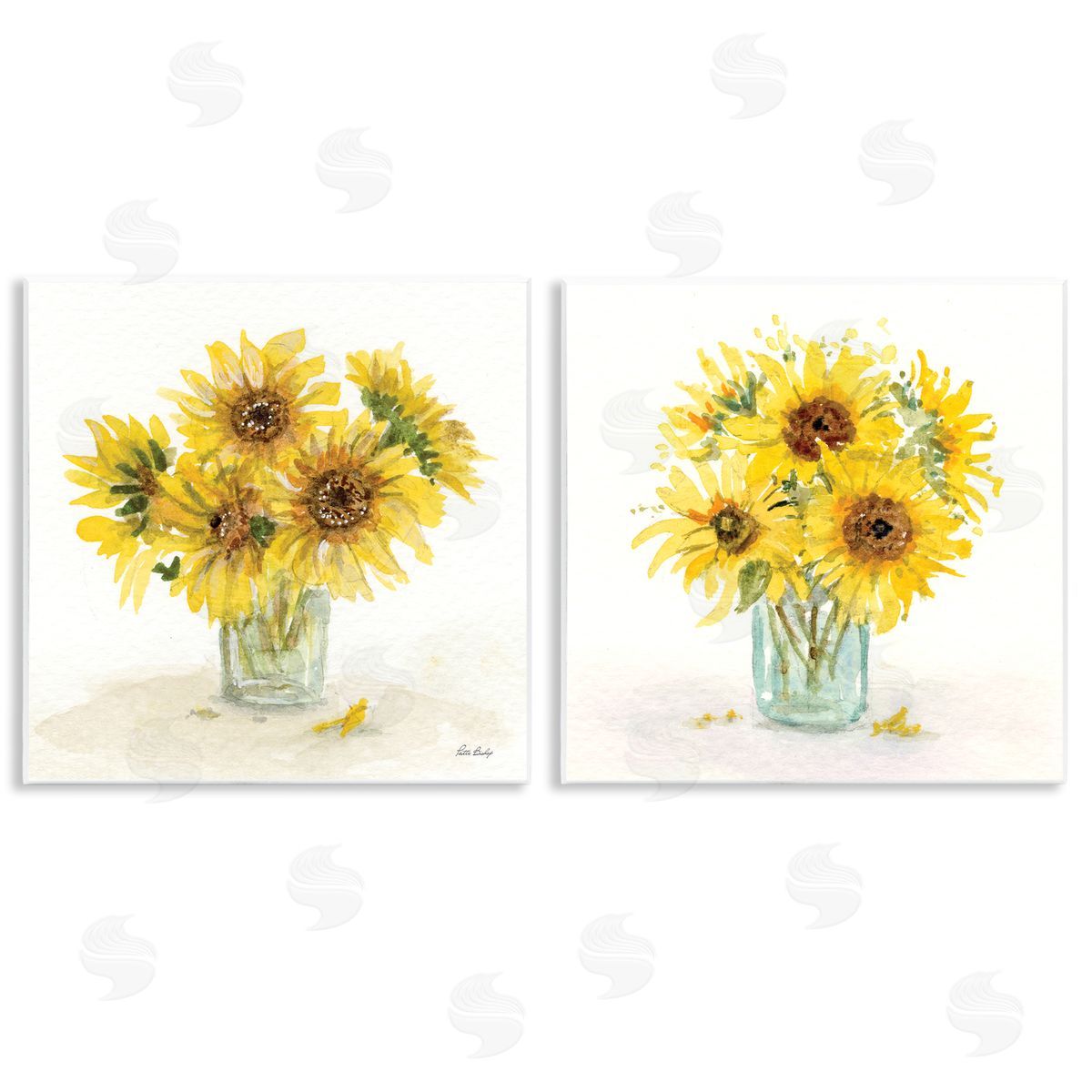 Paul Brent Sunflower Bouquet Jar  Wooden Wall Plaque Art Print