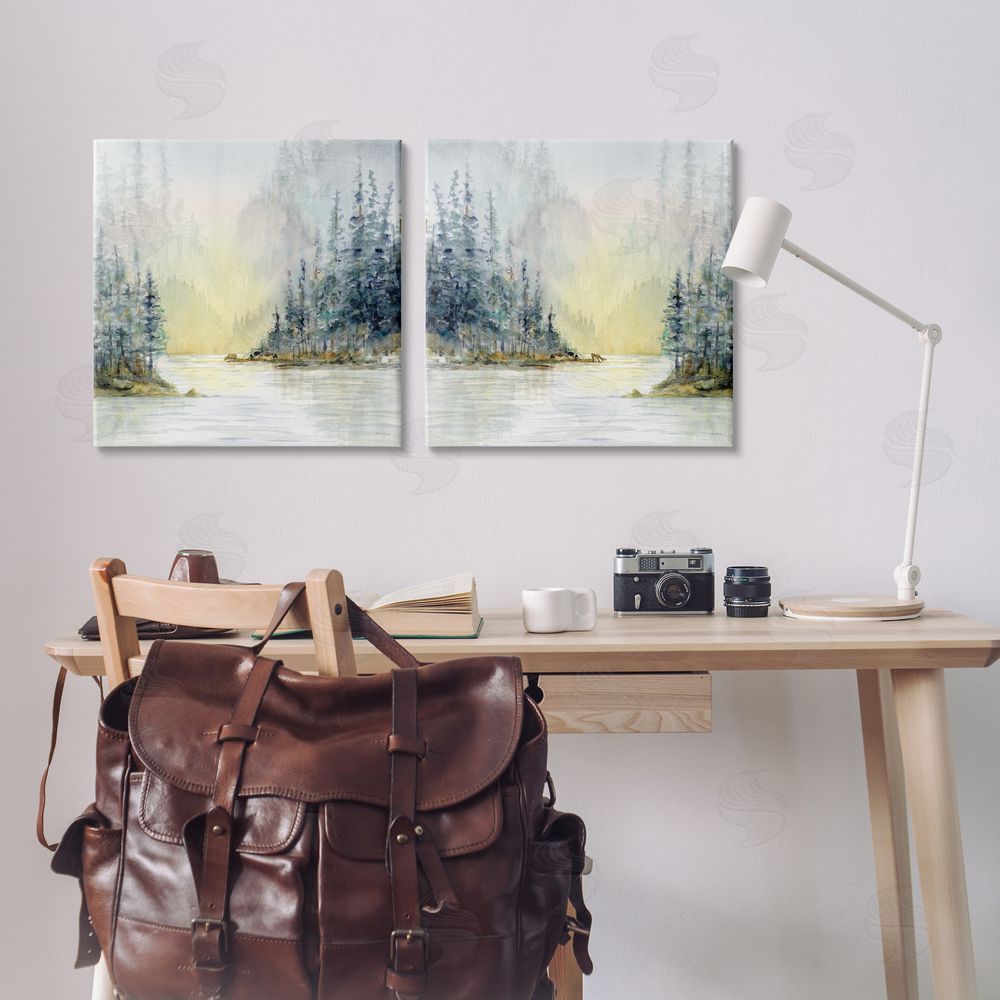 Paul Brent Distant Deer Bear Pine Trees Canvas Wall Art Print in Room