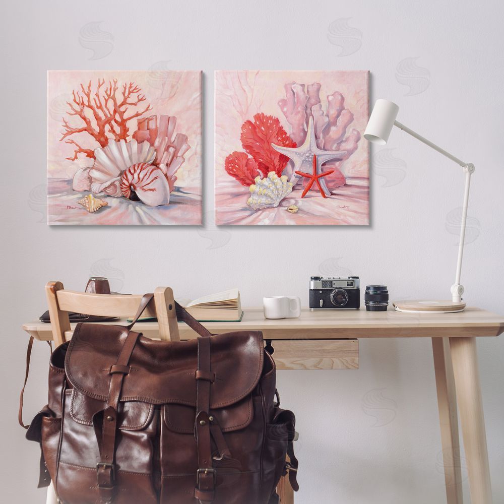 Paul Brent Pink Coral Still Life  Canvas Wall Art Print in Room