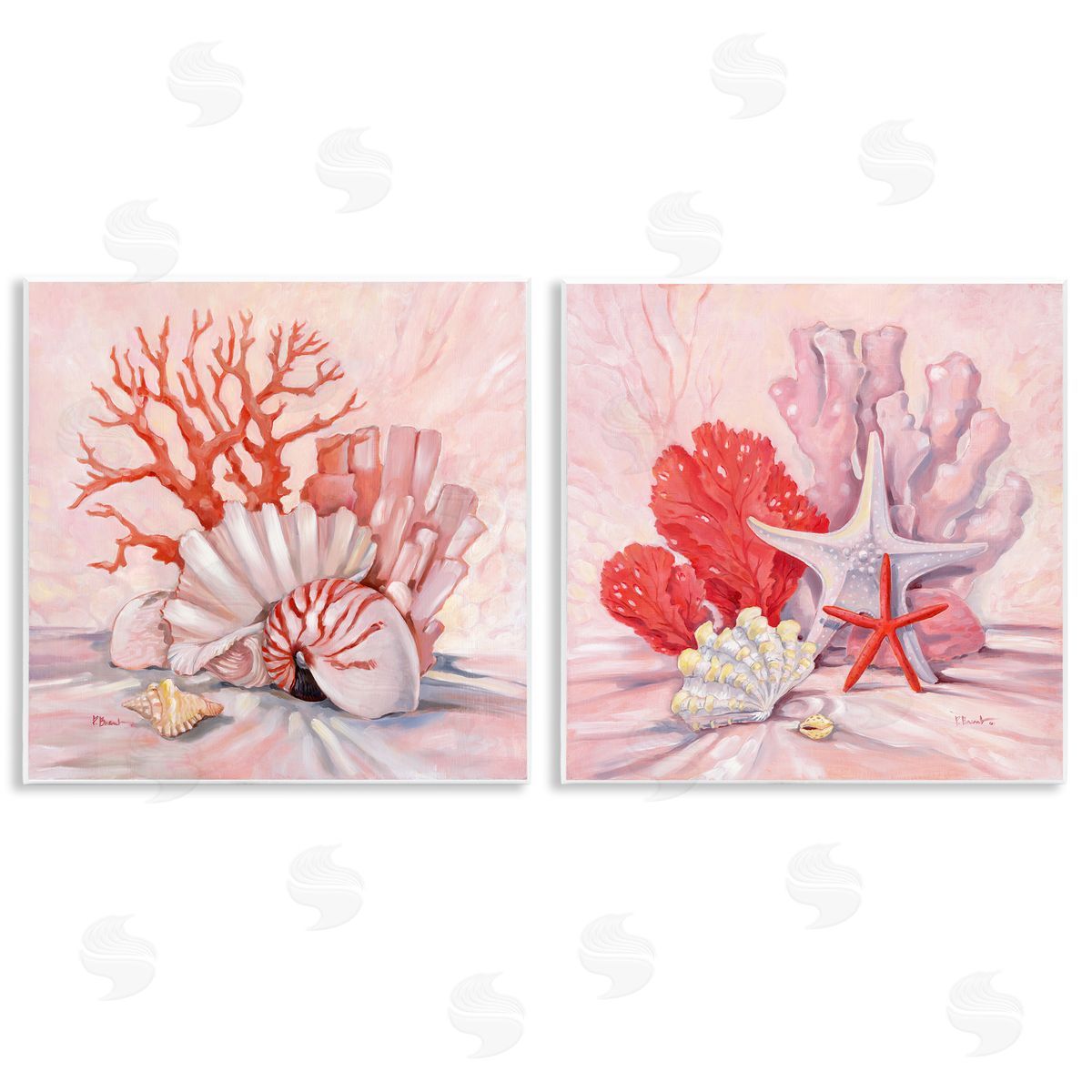 Paul Brent Pink Coral Still Life  Wooden Wall Plaque Art Print
