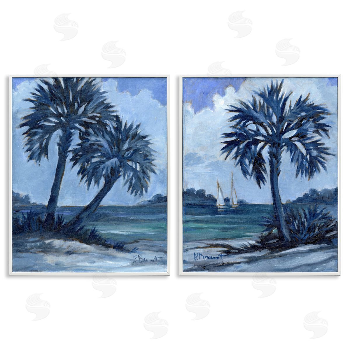 Paul Brent Impressions of Indigo Palms White Framed Giclee Wall Art Print